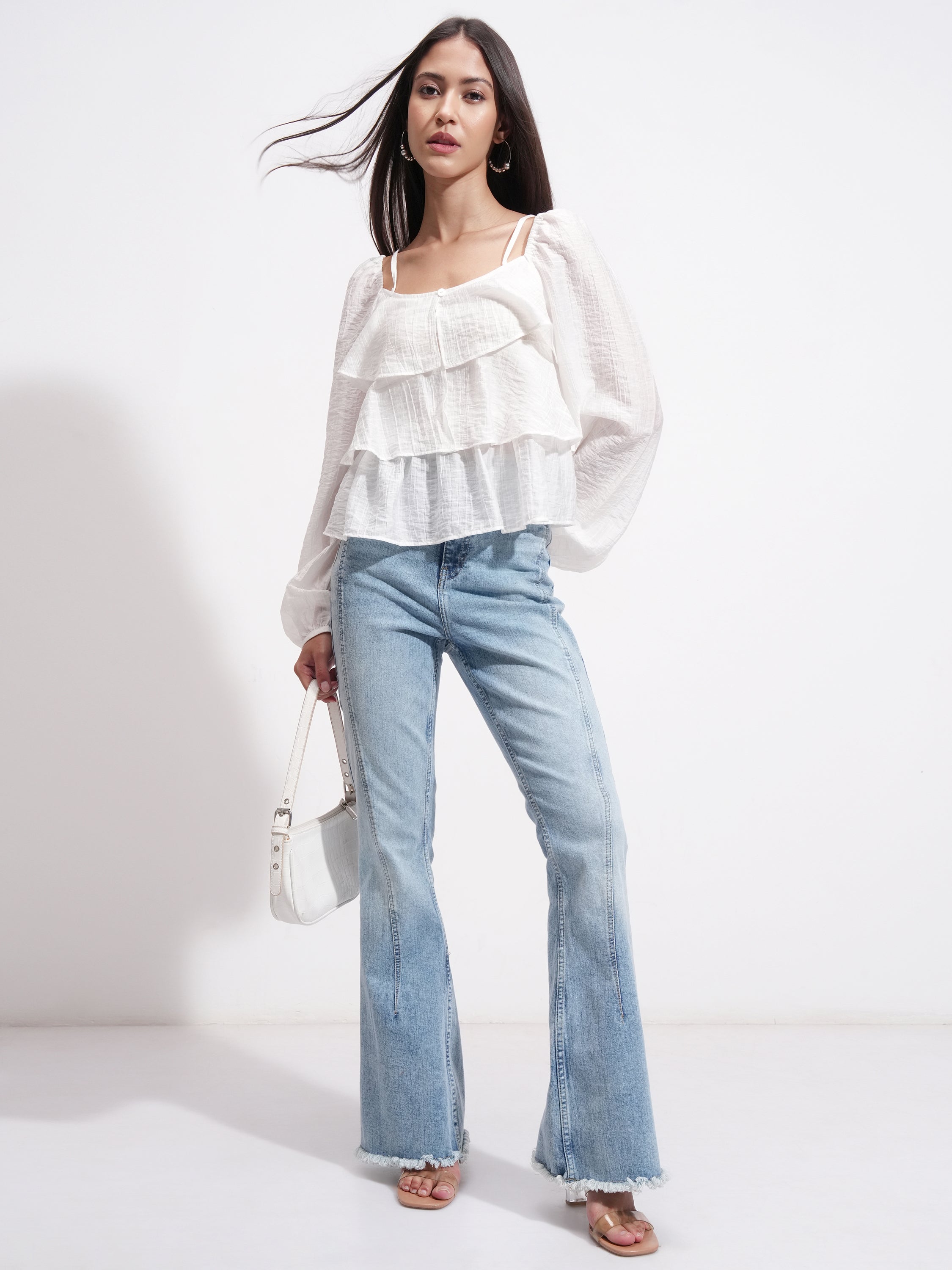 Tokyo Talkies Women Off White Solid Regular Top - Off White - Image 2