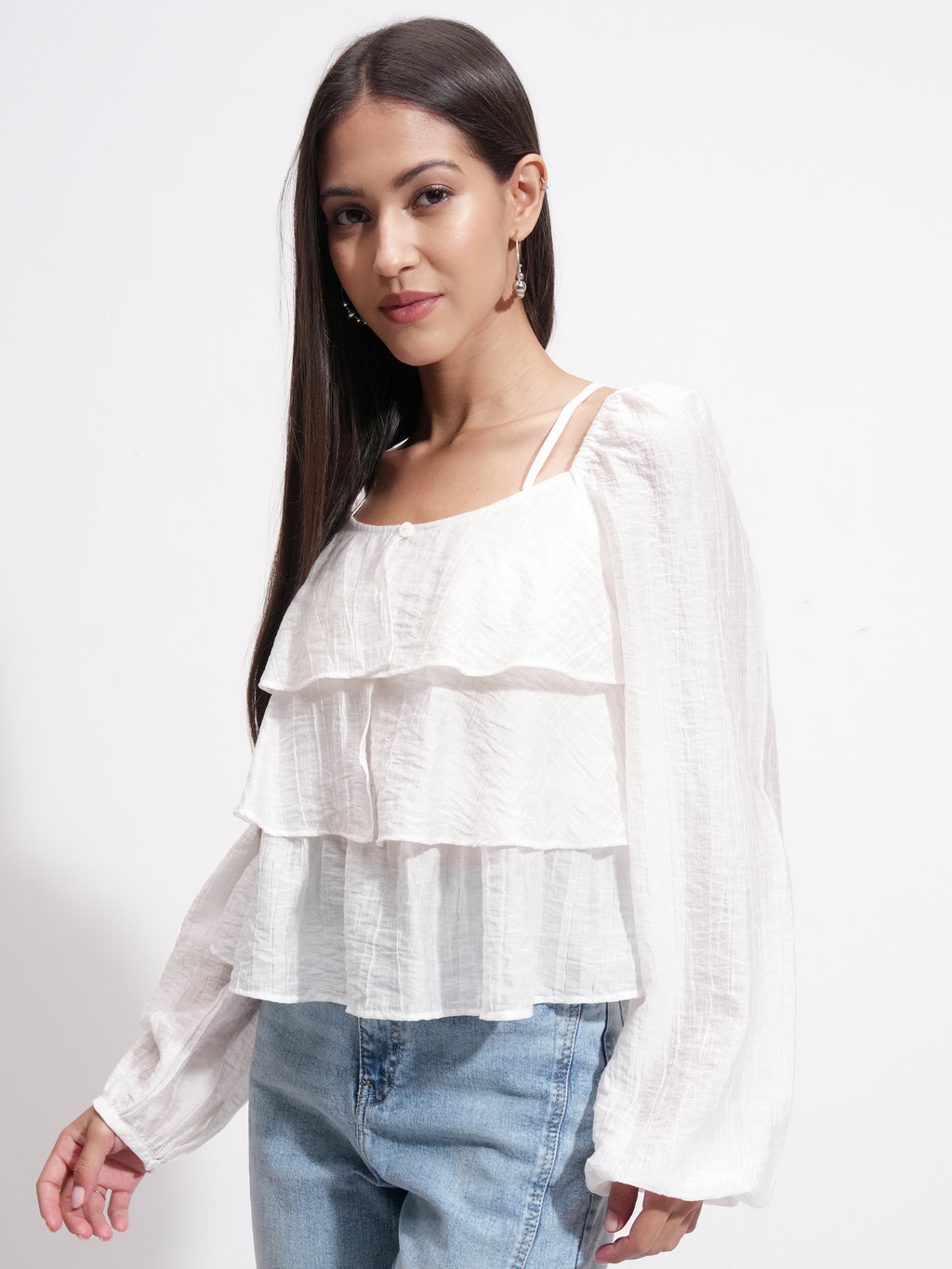 Tokyo Talkies Women Off White Solid Regular Top - Off White - Image 4