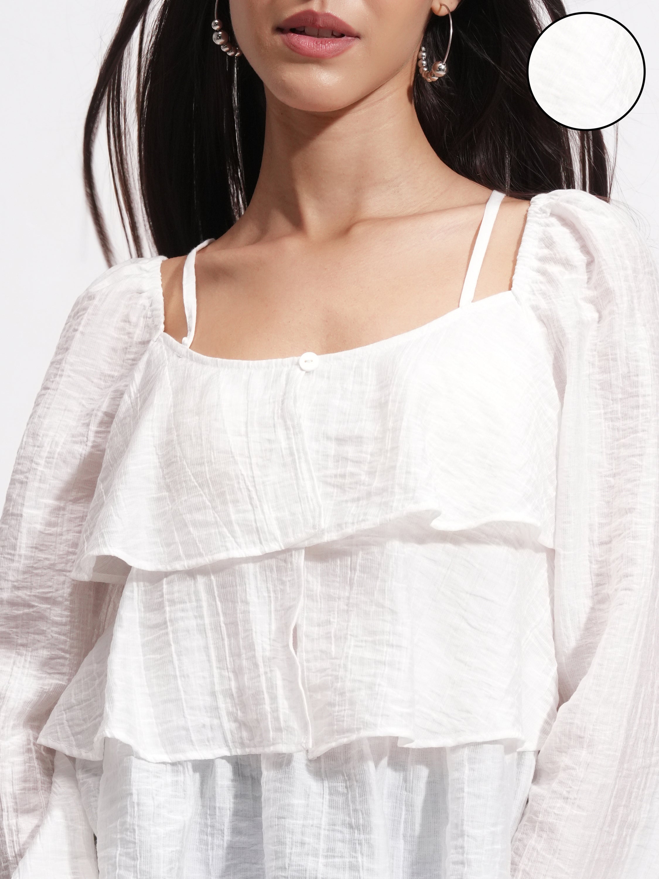 Tokyo Talkies Women Off White Solid Regular Top - Off White - Image 5
