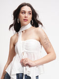 Tokyo Talkies Women Off White Solid Regular Top - Off White - Image 1