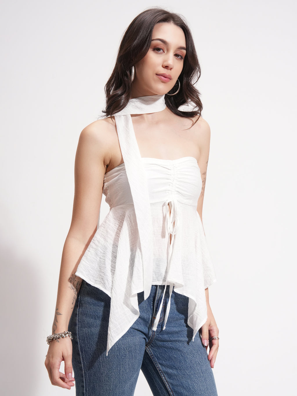 Tokyo Talkies Women Off White Solid Regular Top - Off White - Image 6