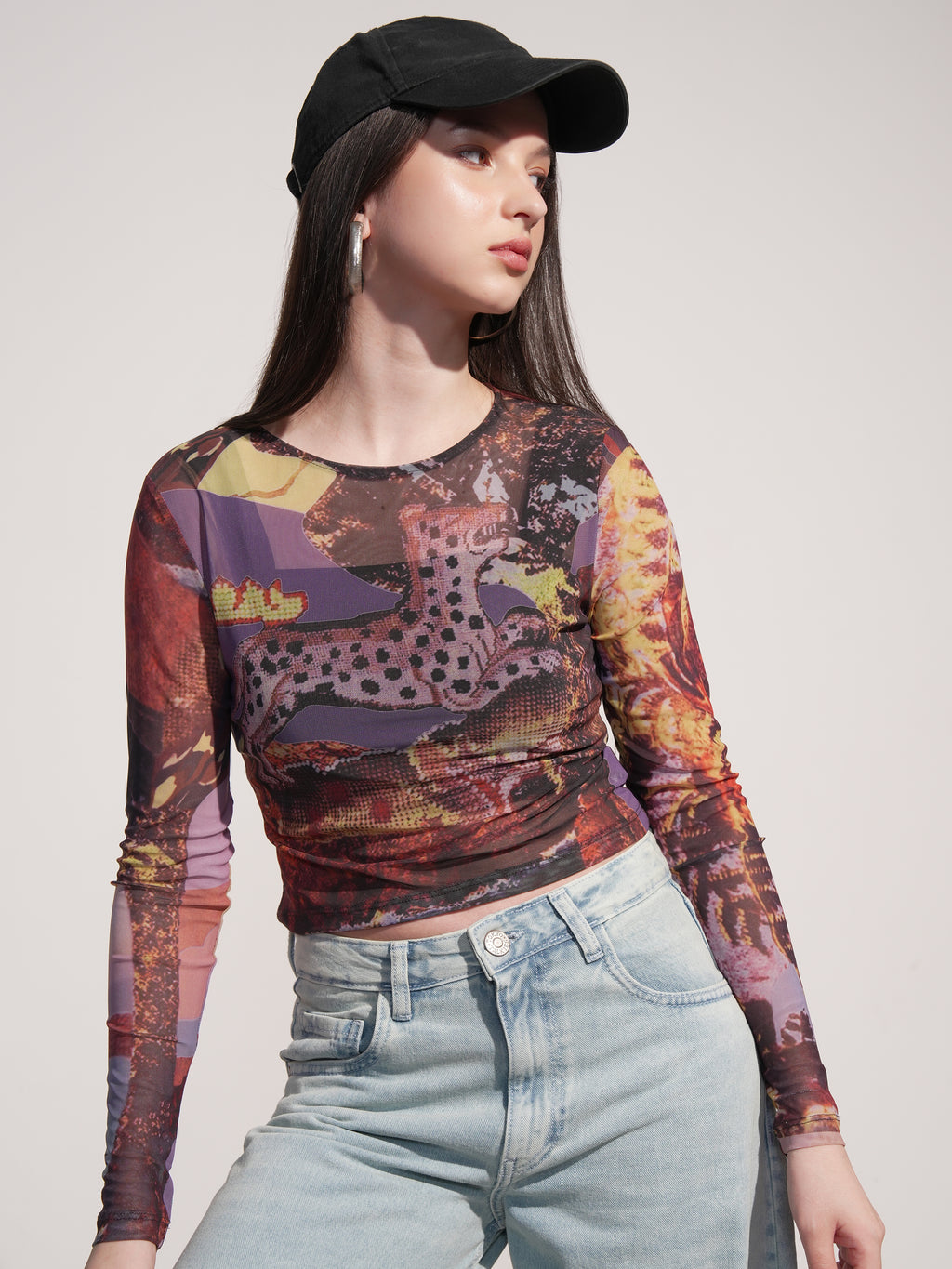 Tokyo Talkies Women Black Printed Regular Top - Black - Image 1