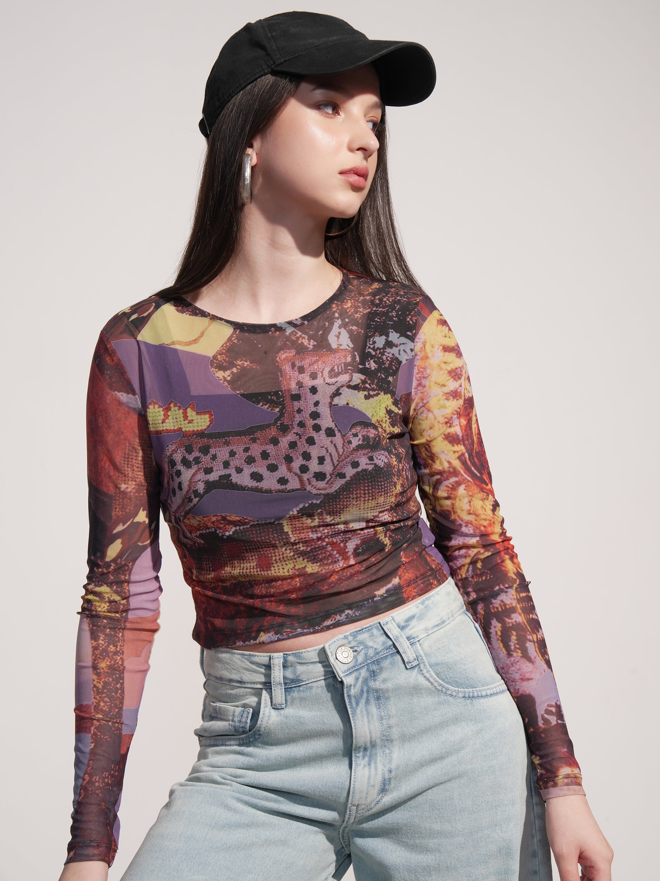 Tokyo Talkies Women Black Printed Regular Top - Black - Image 1