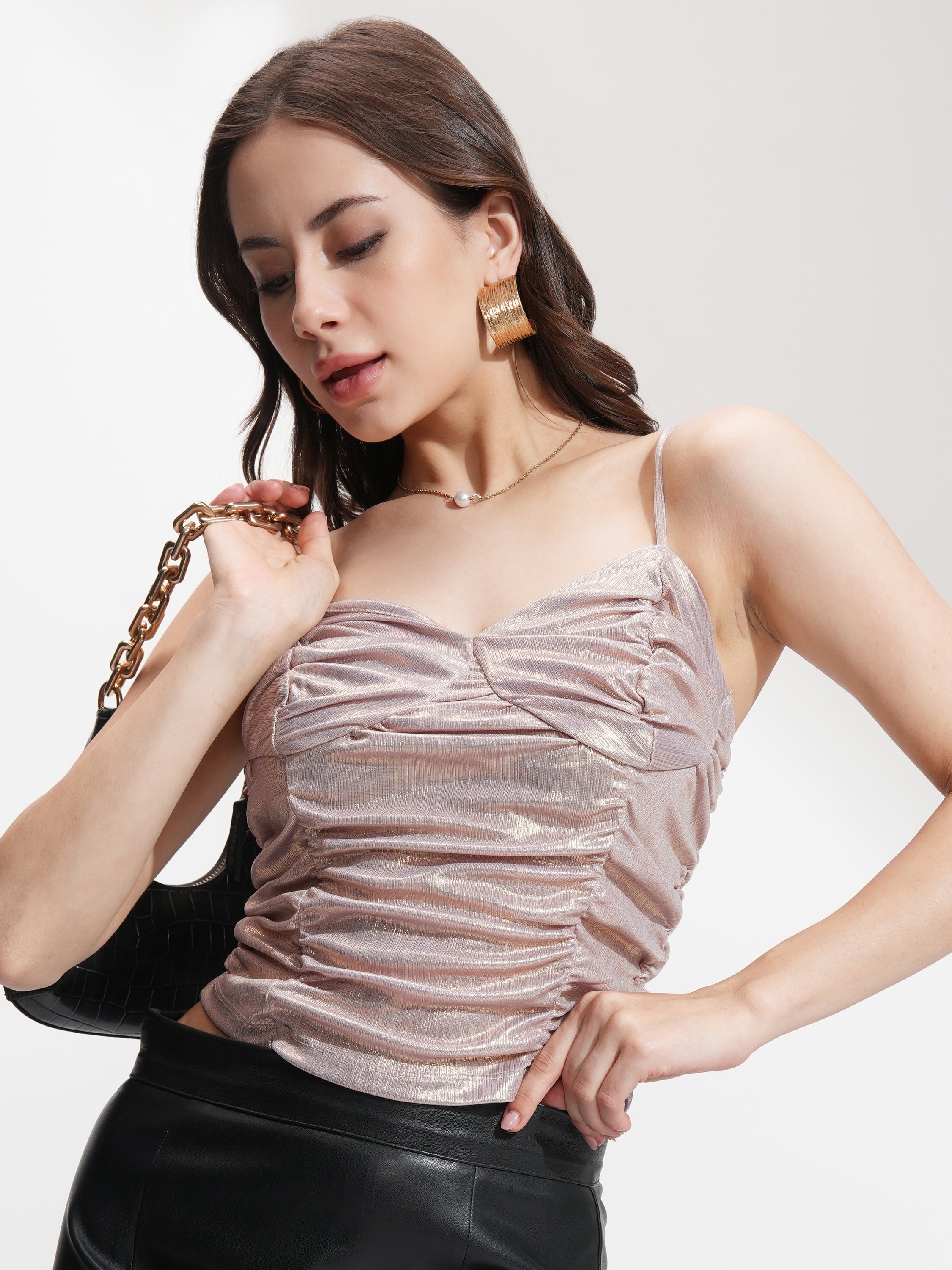 Tokyo Talkies Women Lavender Self Design Regular Top - Lavender - Image 1