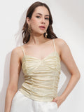 Tokyo Talkies Women Beige Self Design Regular Top - Beige - Image 1