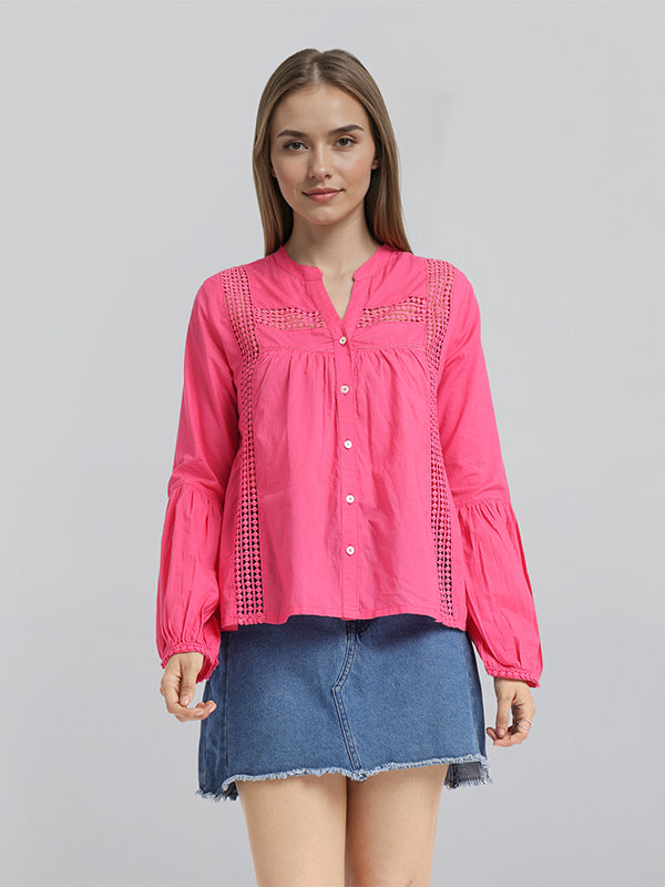 Chic By Tokyo Talkies Women Pink Solid Regular Top - Pink - Image 1
