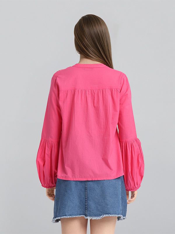 Chic By Tokyo Talkies Women Pink Solid Regular Top - Pink - Image 3