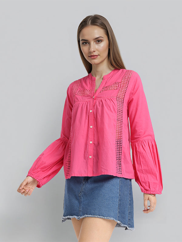 Chic By Tokyo Talkies Women Pink Solid Regular Top - Pink - Image 4