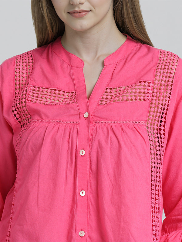 Chic By Tokyo Talkies Women Pink Solid Regular Top - Pink - Image 5
