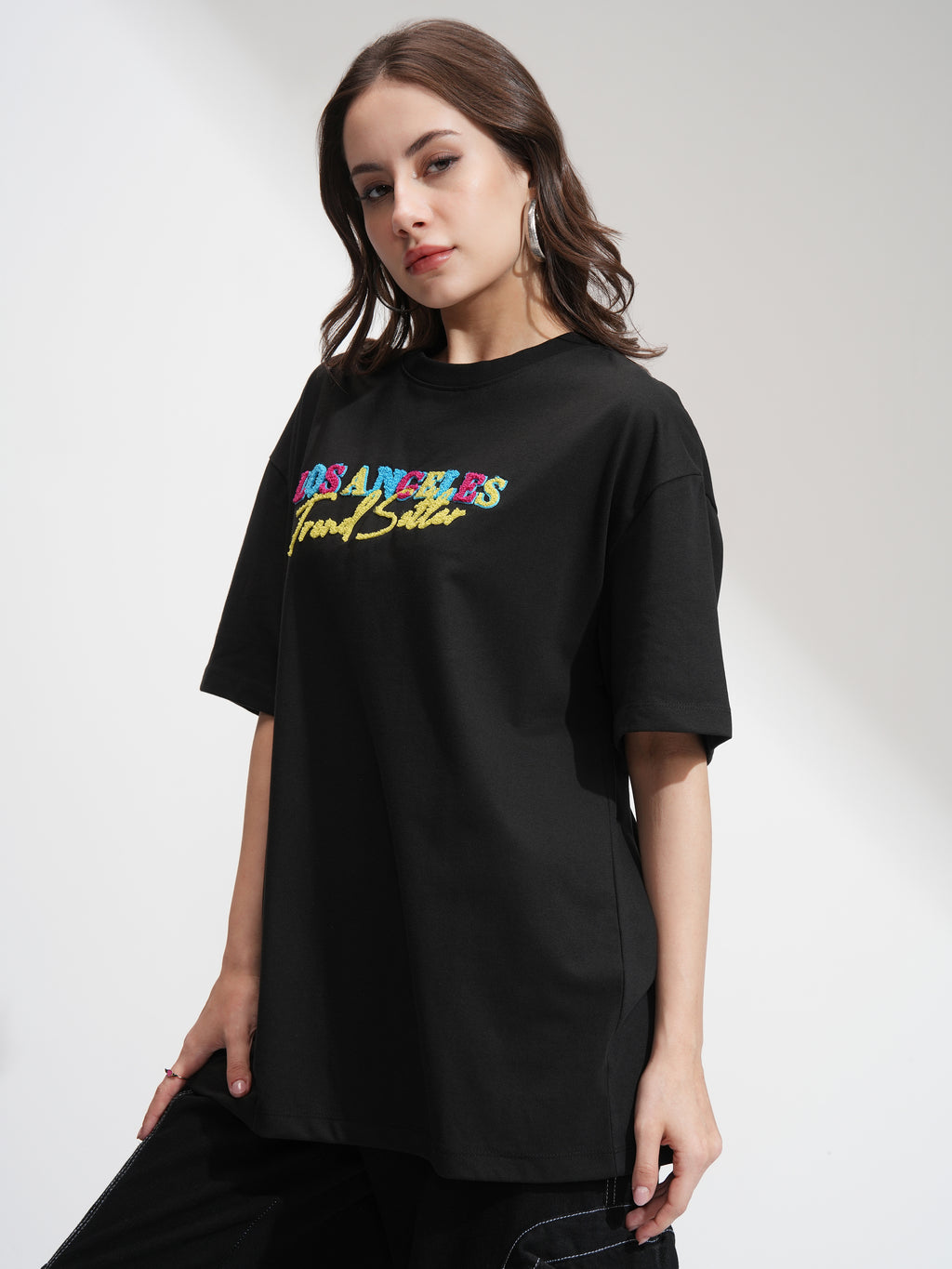 Tokyo Talkies Women Black Embroidered Regular Top - Black - Image 4
