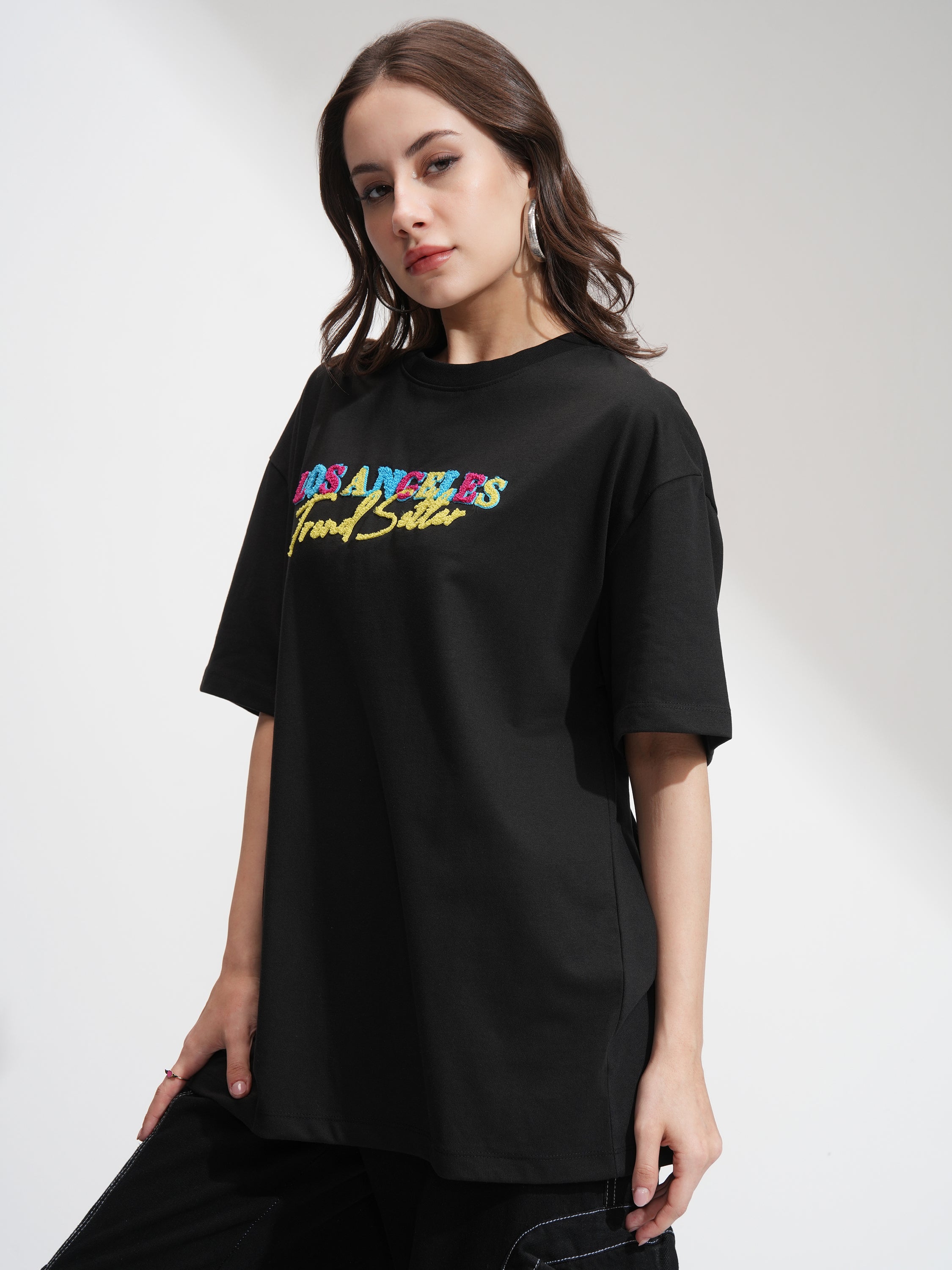 Tokyo Talkies Women Black Embroidered Regular Top - Black - Image 4