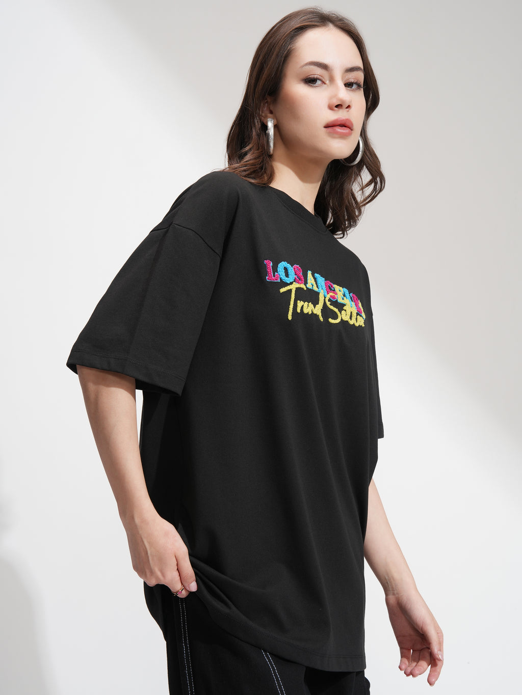 Tokyo Talkies Women Black Embroidered Regular Top - Black - Image 6