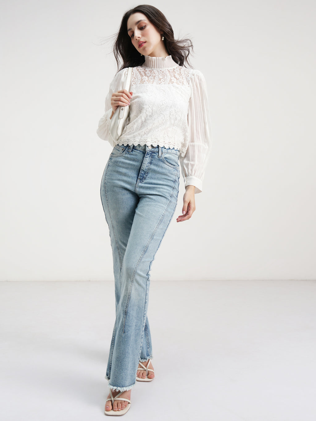 Tokyo Talkies Women White Self Design Regular Top - White - Image 2