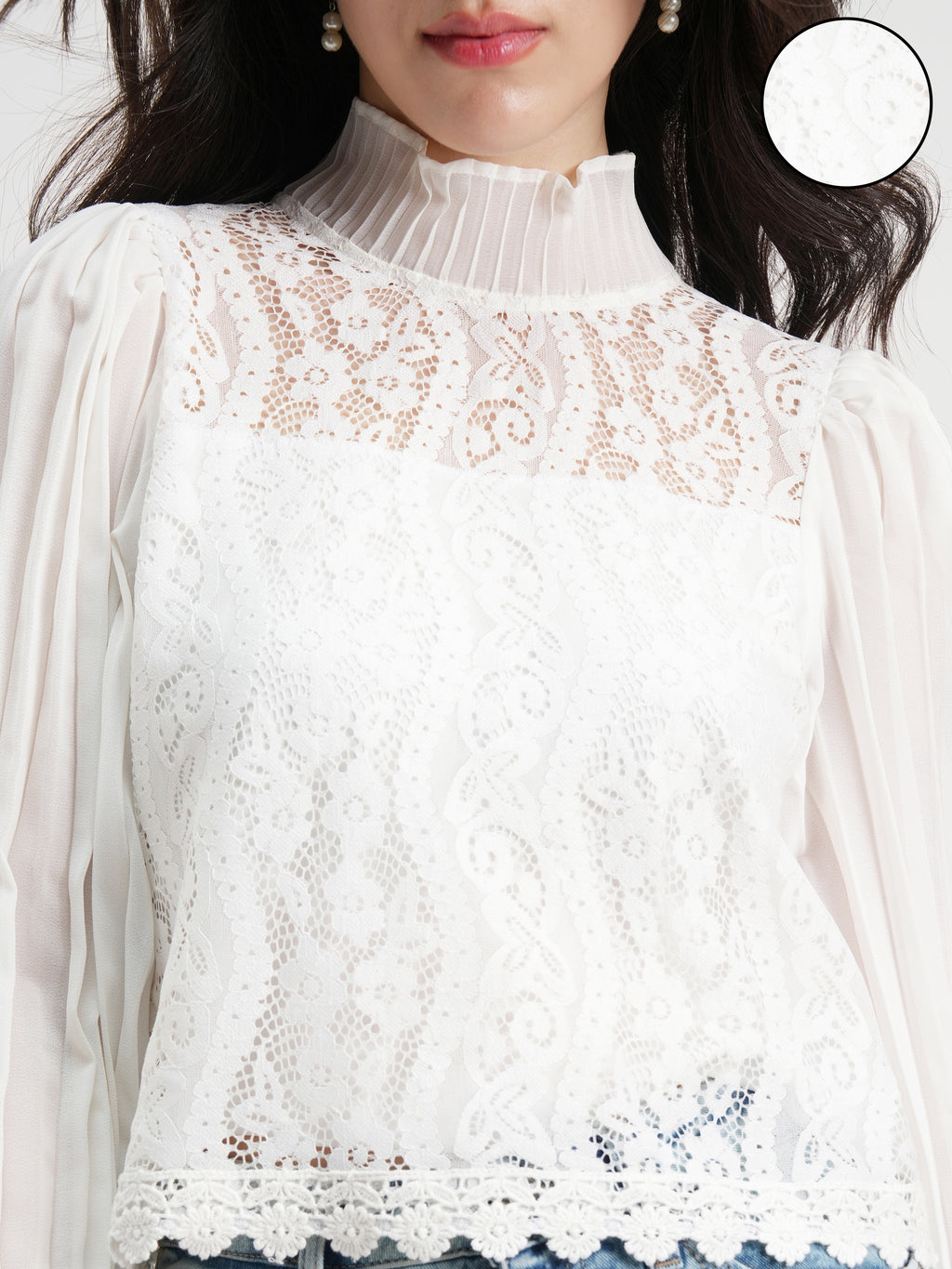 Tokyo Talkies Women White Self Design Regular Top - White - Image 5