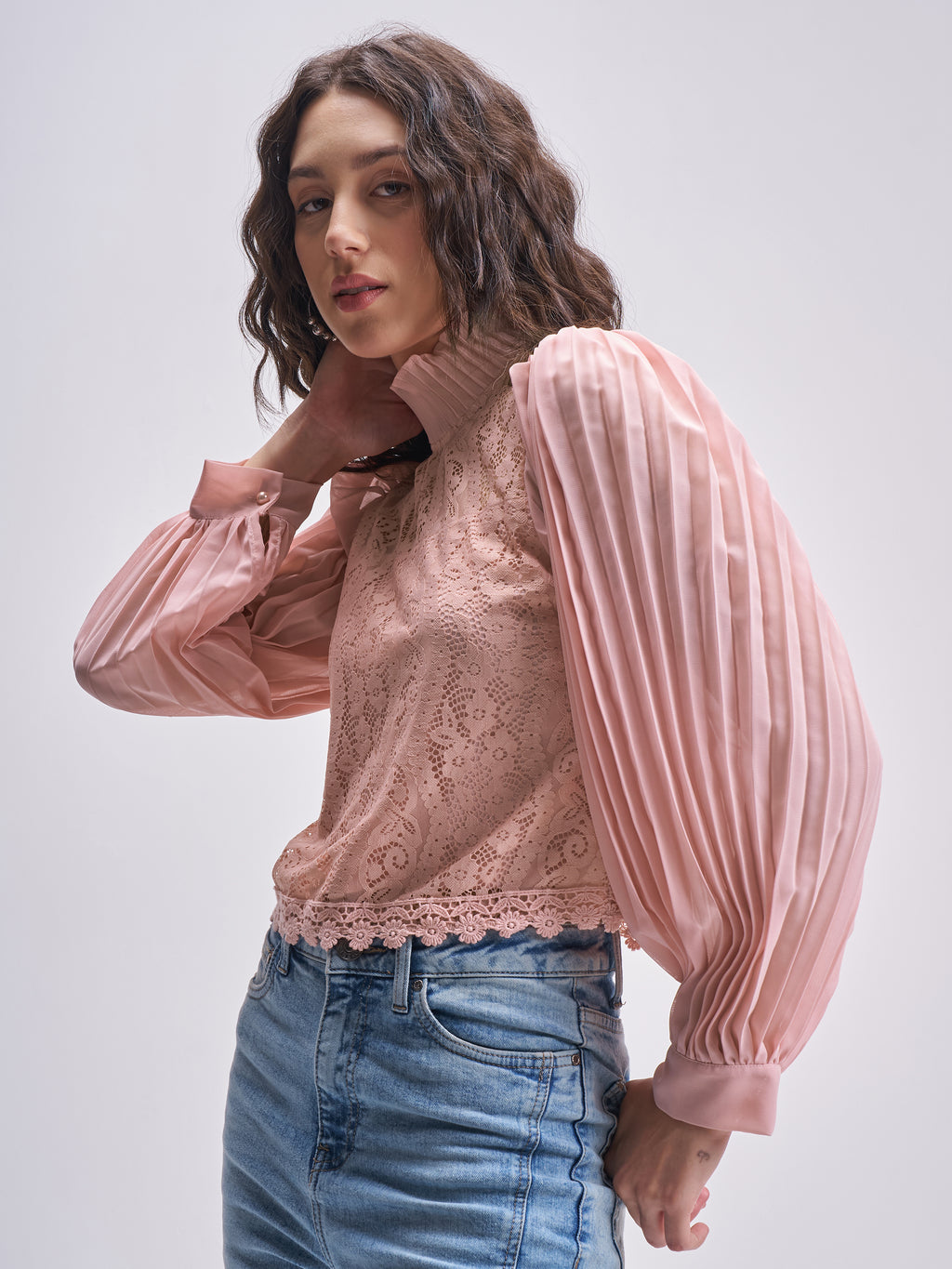Tokyo Talkies Women Pink Self Design Regular Top - Pink - Image 4