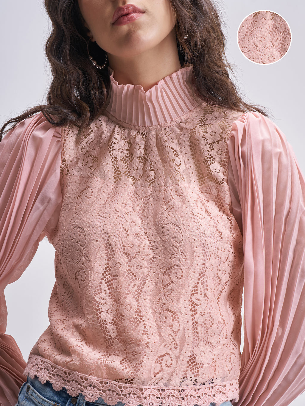 Tokyo Talkies Women Pink Self Design Regular Top - Pink - Image 5