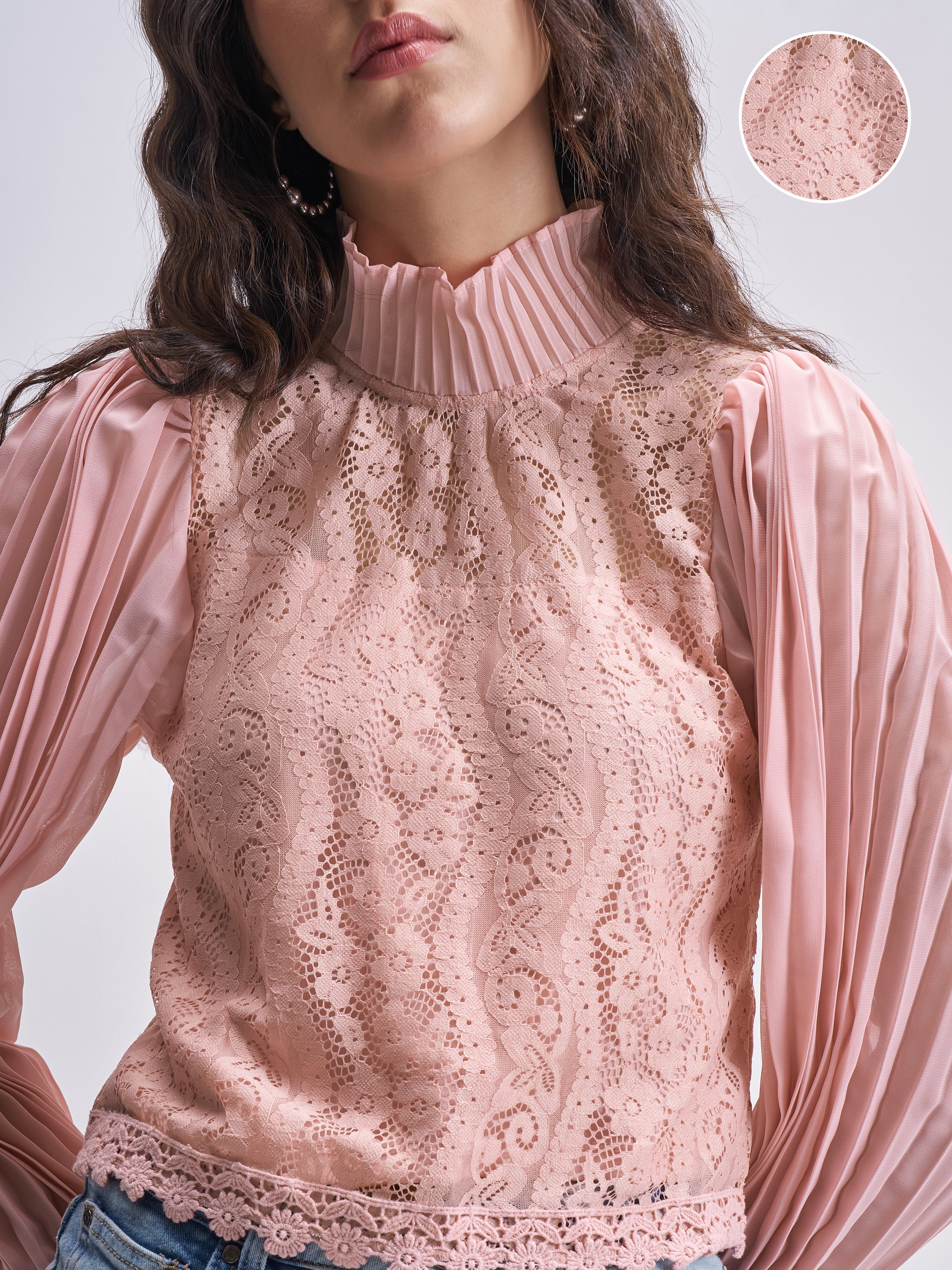 Tokyo Talkies Women Pink Self Design Regular Top - Pink - Image 5
