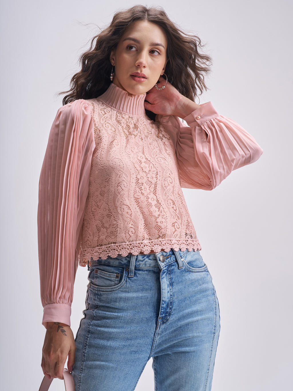 Tokyo Talkies Women Pink Self Design Regular Top - Pink - Image 6