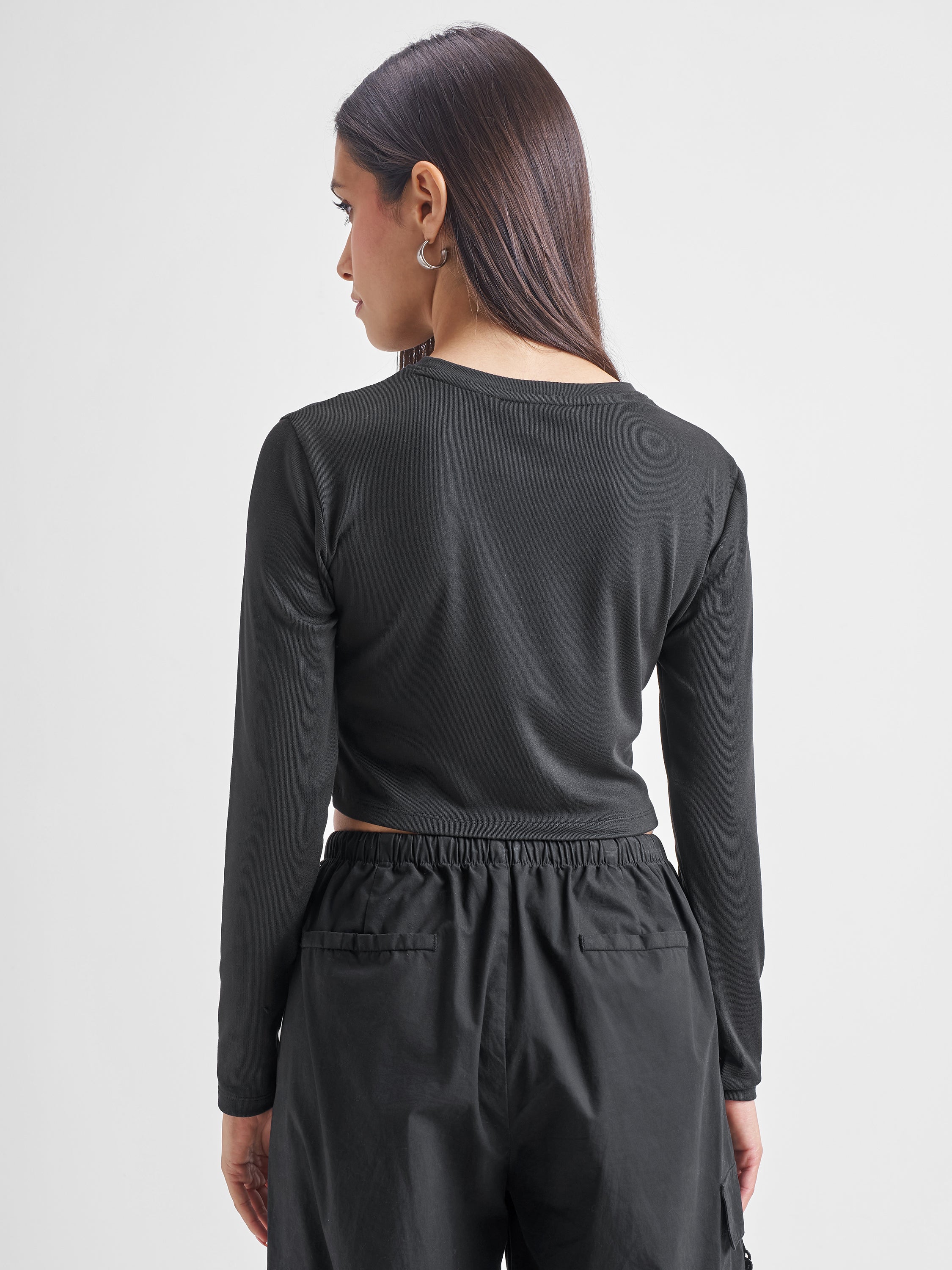 Tokyo Talkies Women Black Printed Regular Top - Black - Image 5