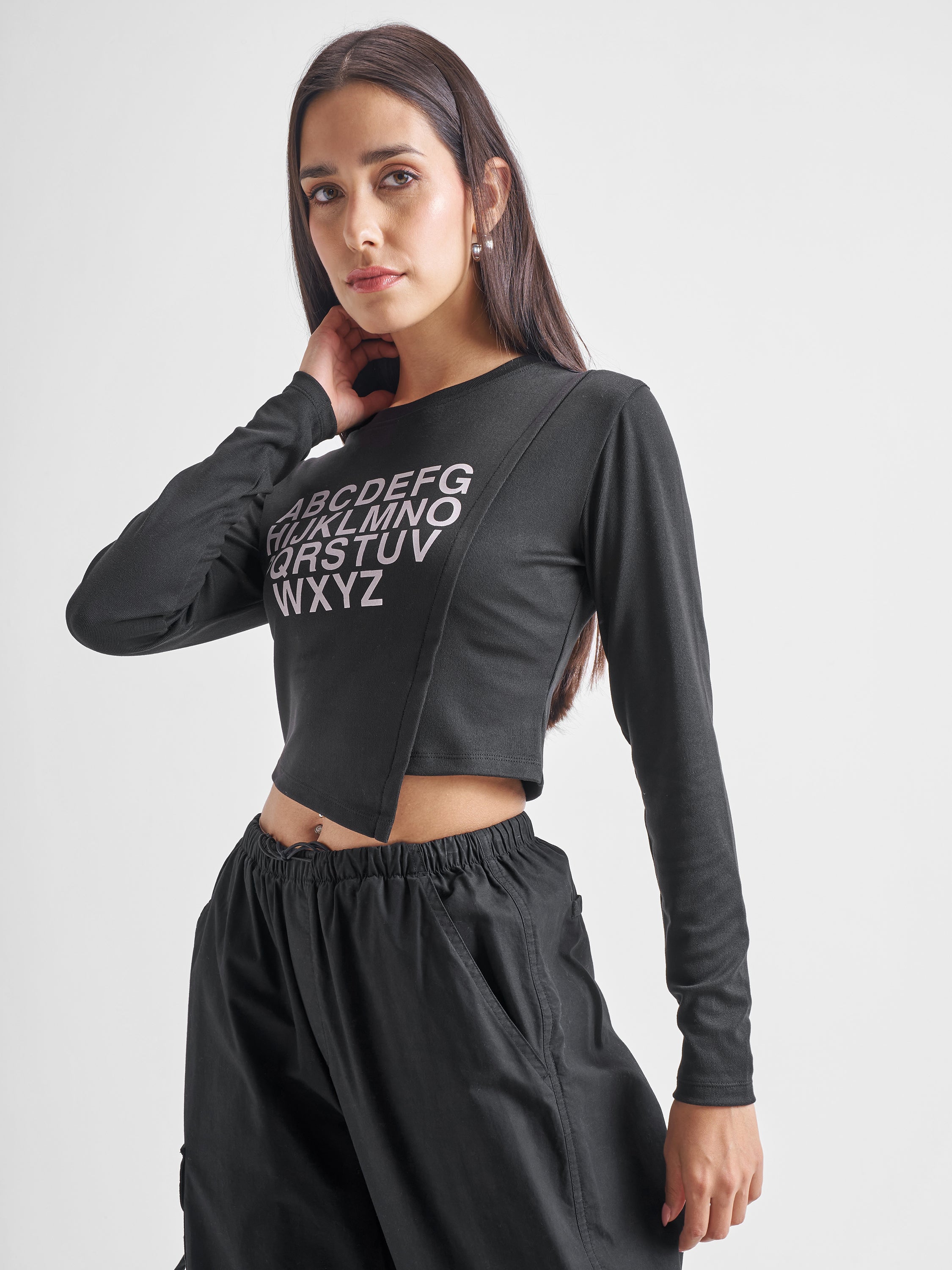 Tokyo Talkies Women Black Printed Regular Top - Black - Image 6