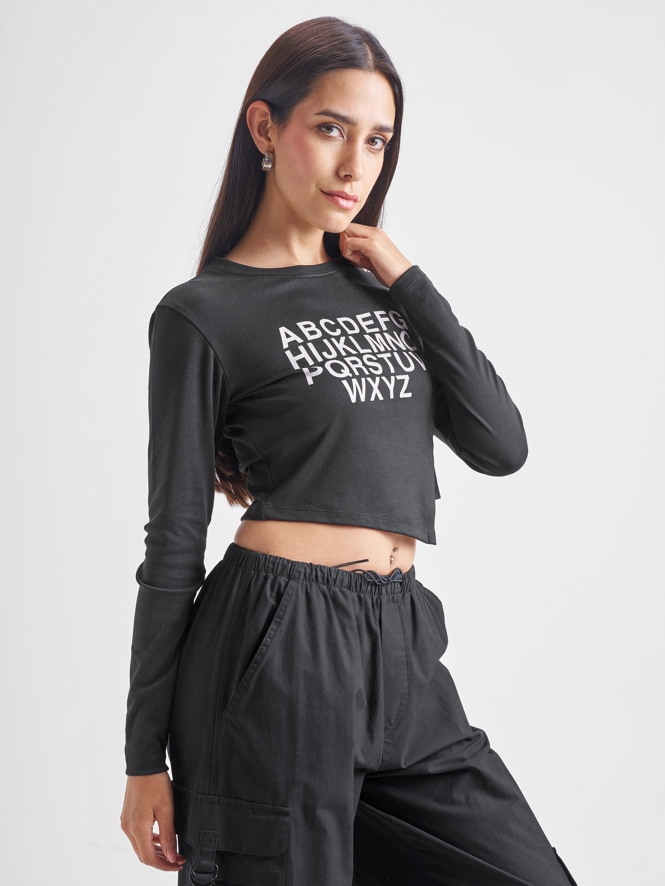 Tokyo Talkies Women Black Printed Regular Top - Black - Image 2