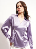 Tokyo Talkies Women Purple Embellished Wrap Top - Purple - Image 1