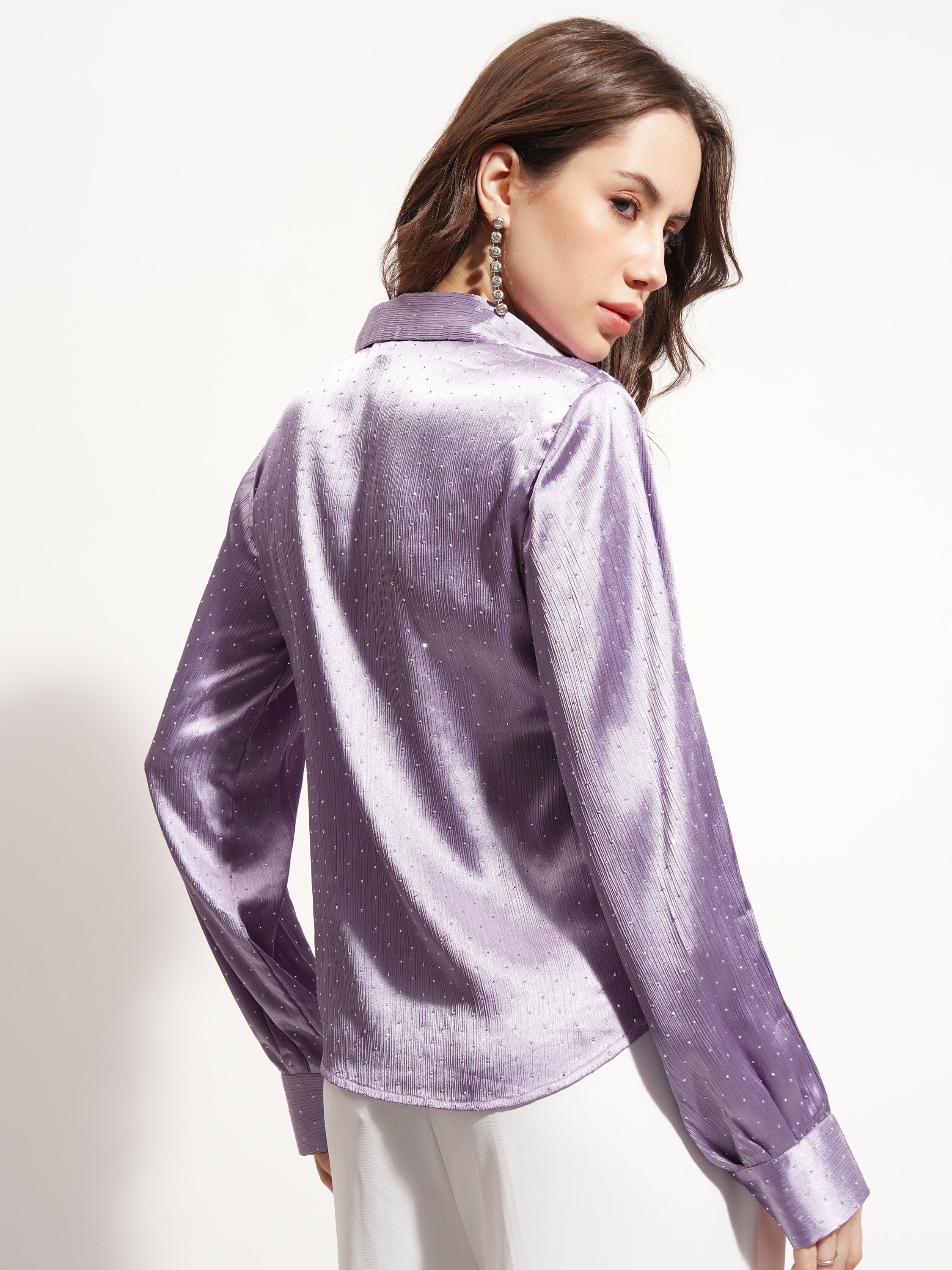 Tokyo Talkies Women Purple Embellished Wrap Top - Purple - Image 3