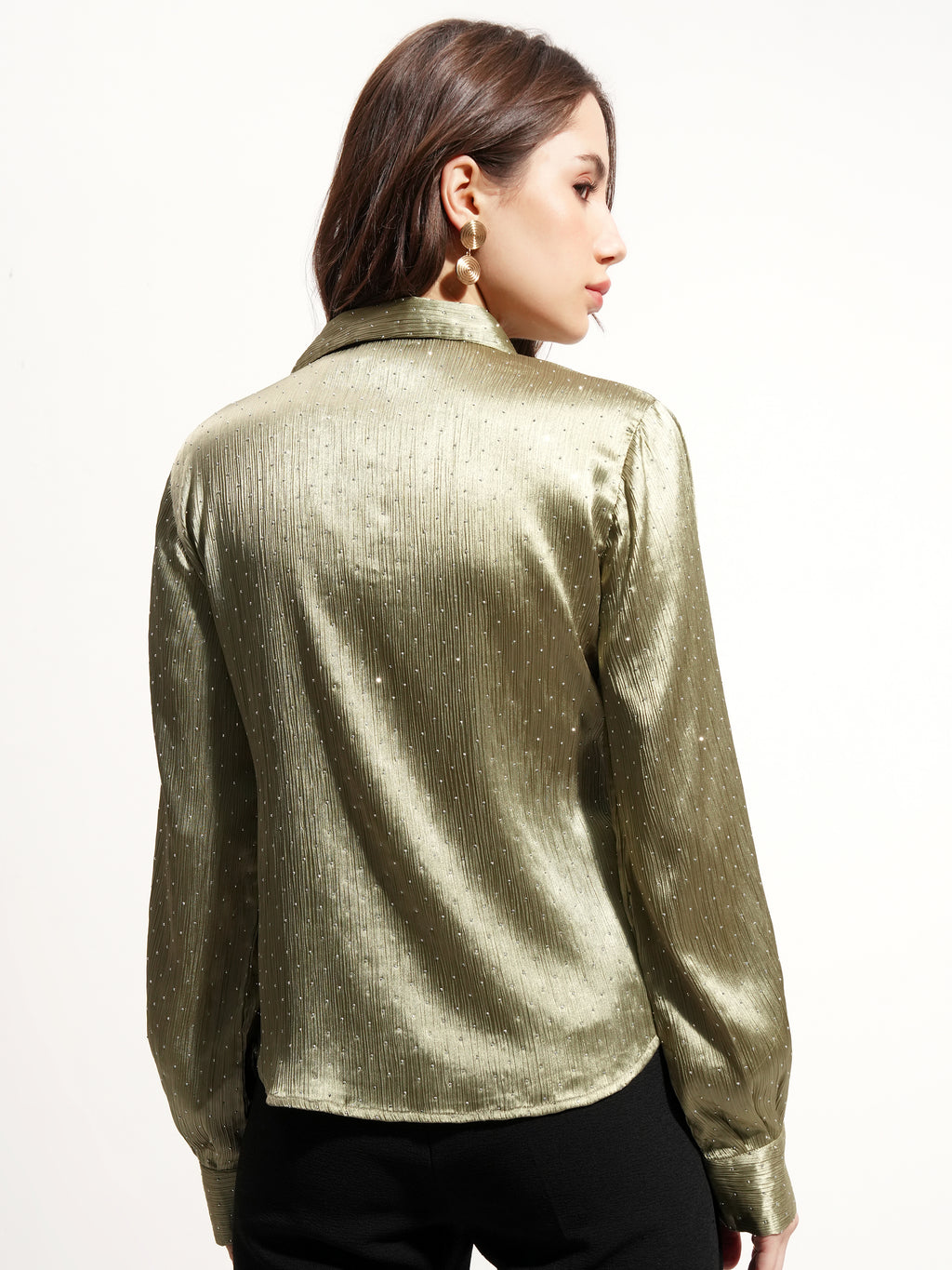 Tokyo Talkies Women Green Embellished Wrap Top - Green - Image 3