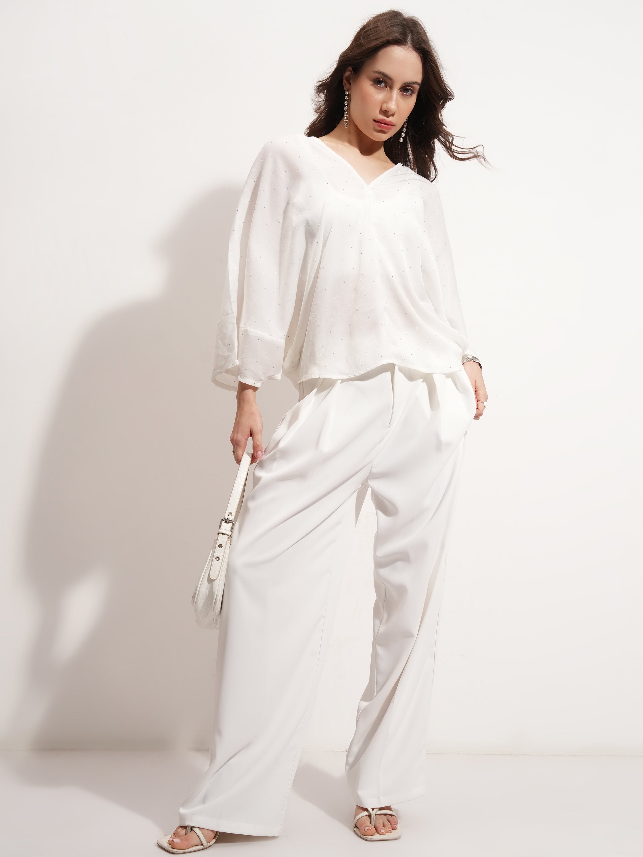 Tokyo Talkies Women White Embellished Regular Top - White - Image 2