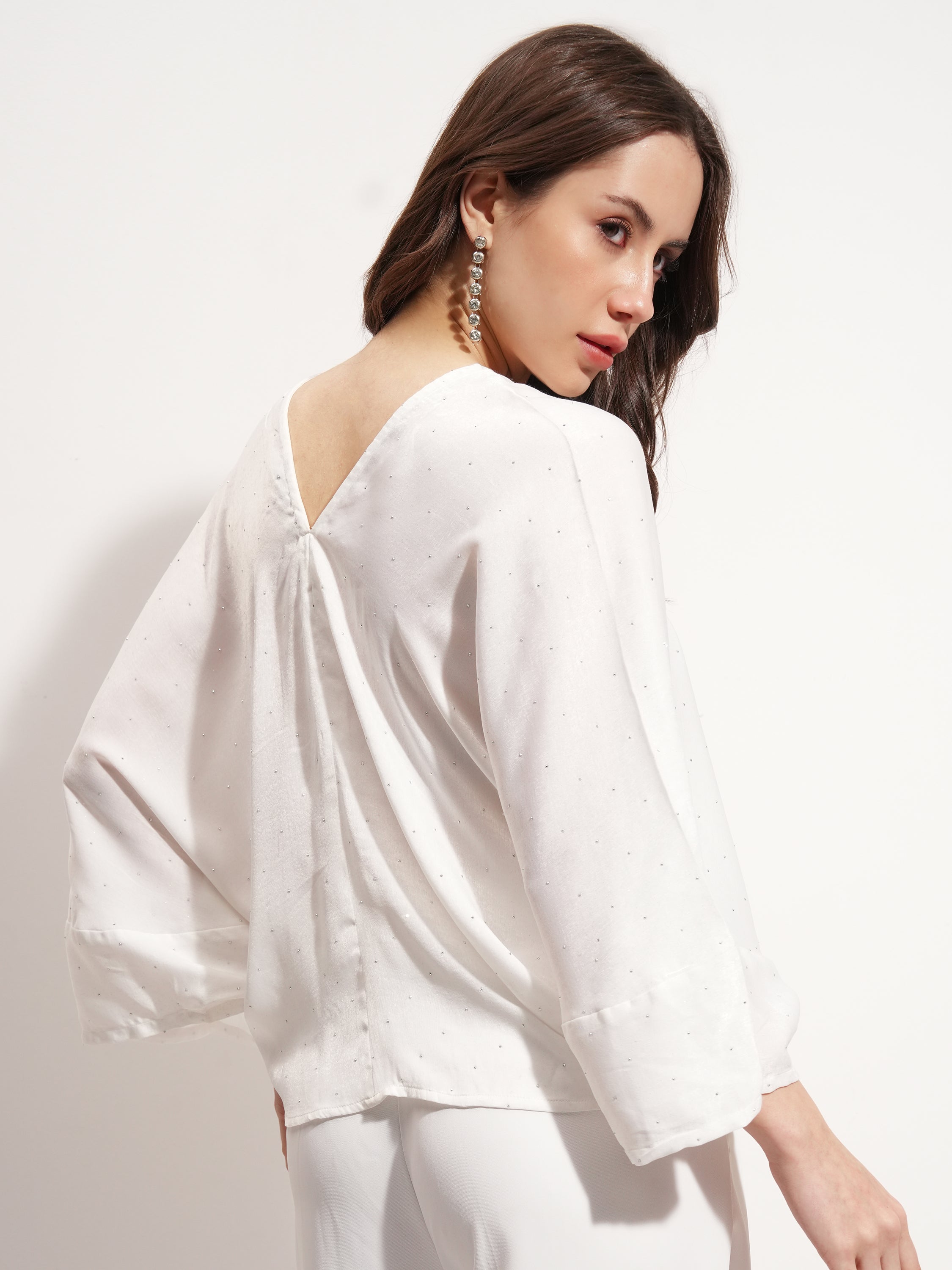 Tokyo Talkies Women White Embellished Regular Top - White - Image 3