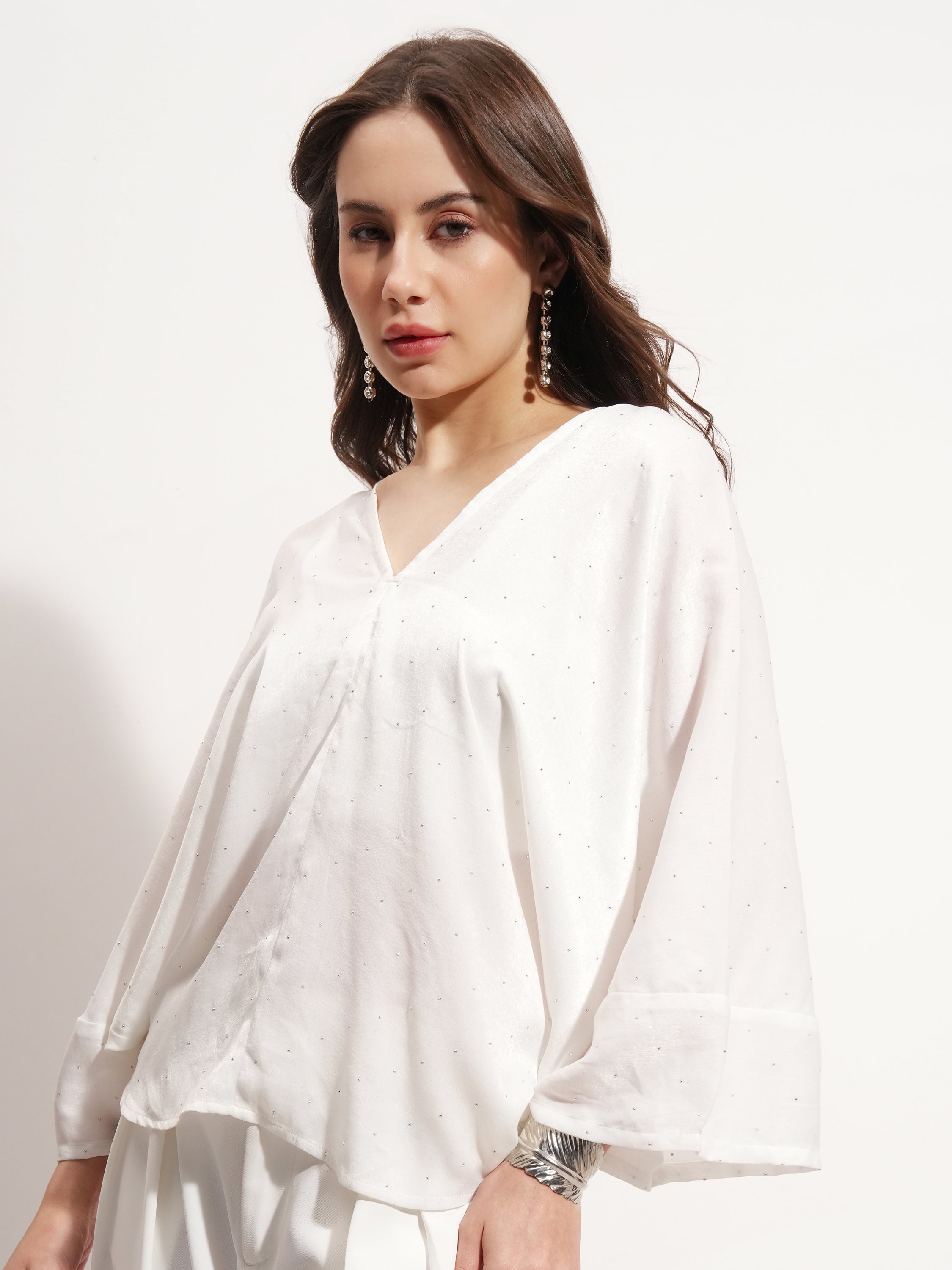 Tokyo Talkies Women White Embellished Regular Top - White - Image 4