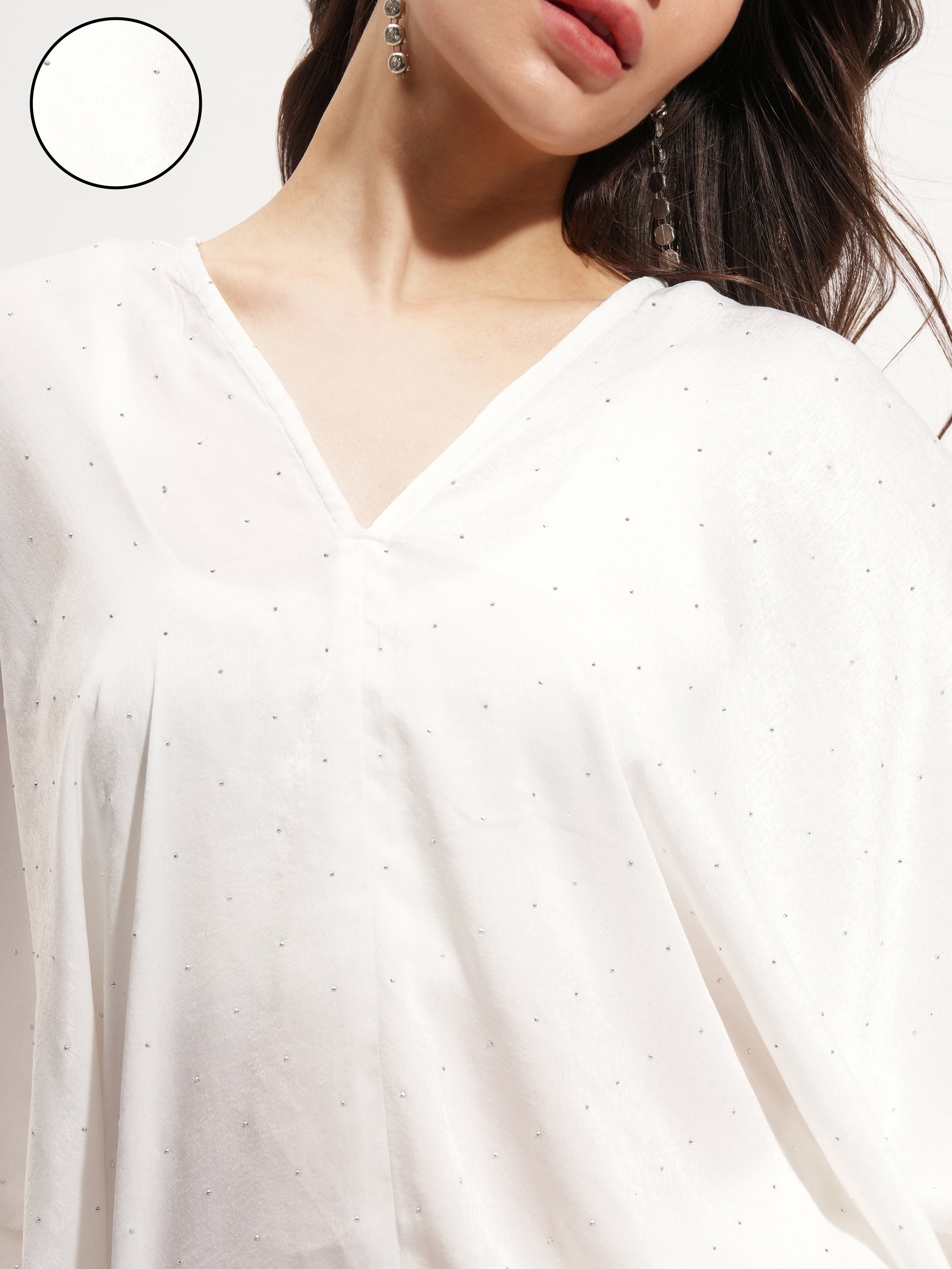 Tokyo Talkies Women White Embellished Regular Top - White - Image 5