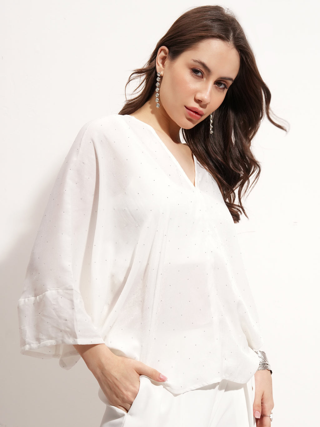 Tokyo Talkies Women White Embellished Regular Top - White - Image 6
