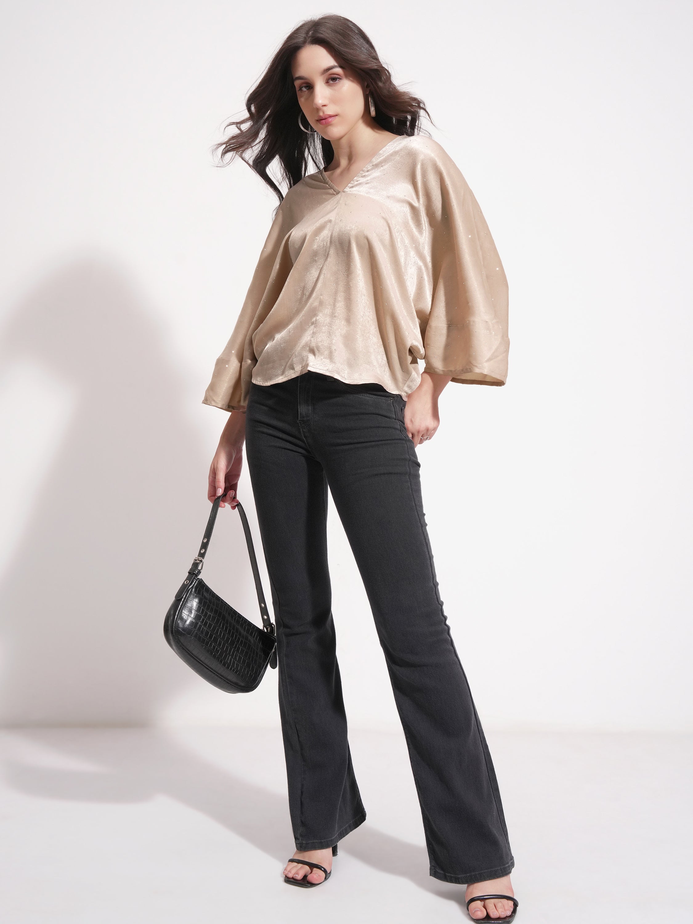 Tokyo Talkies Women Beige Embellished A-Line Top - Beige - Image 2
