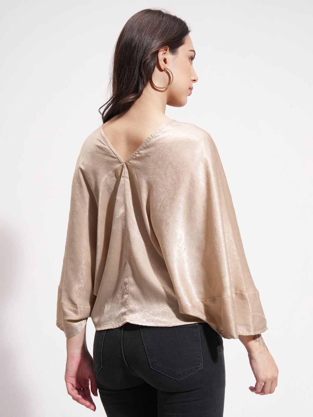 Tokyo Talkies Women Beige Embellished A-Line Top - Beige - Image 3