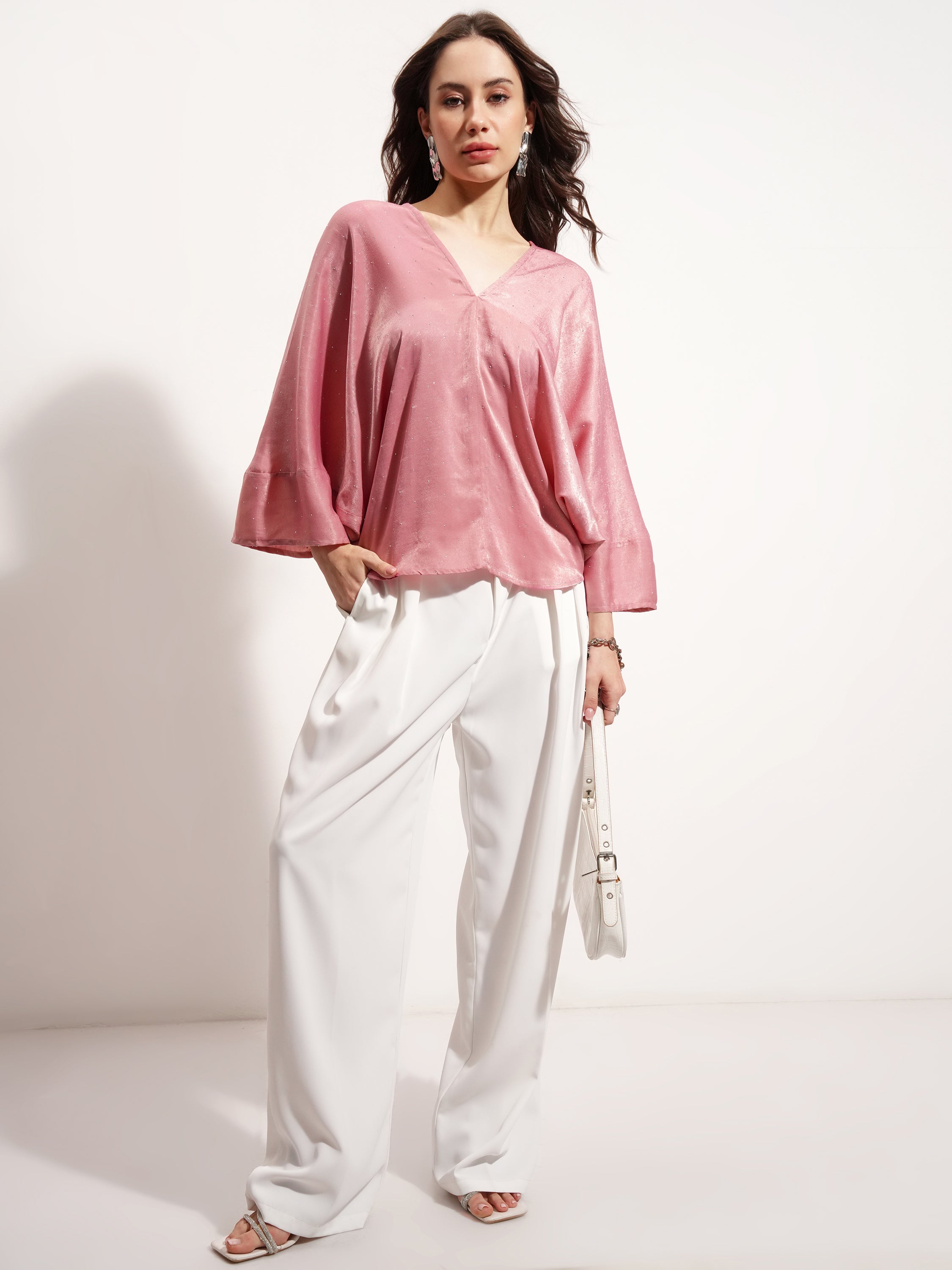 Tokyo Talkies Women Pink Embellished Regular Top - Pink - Image 2