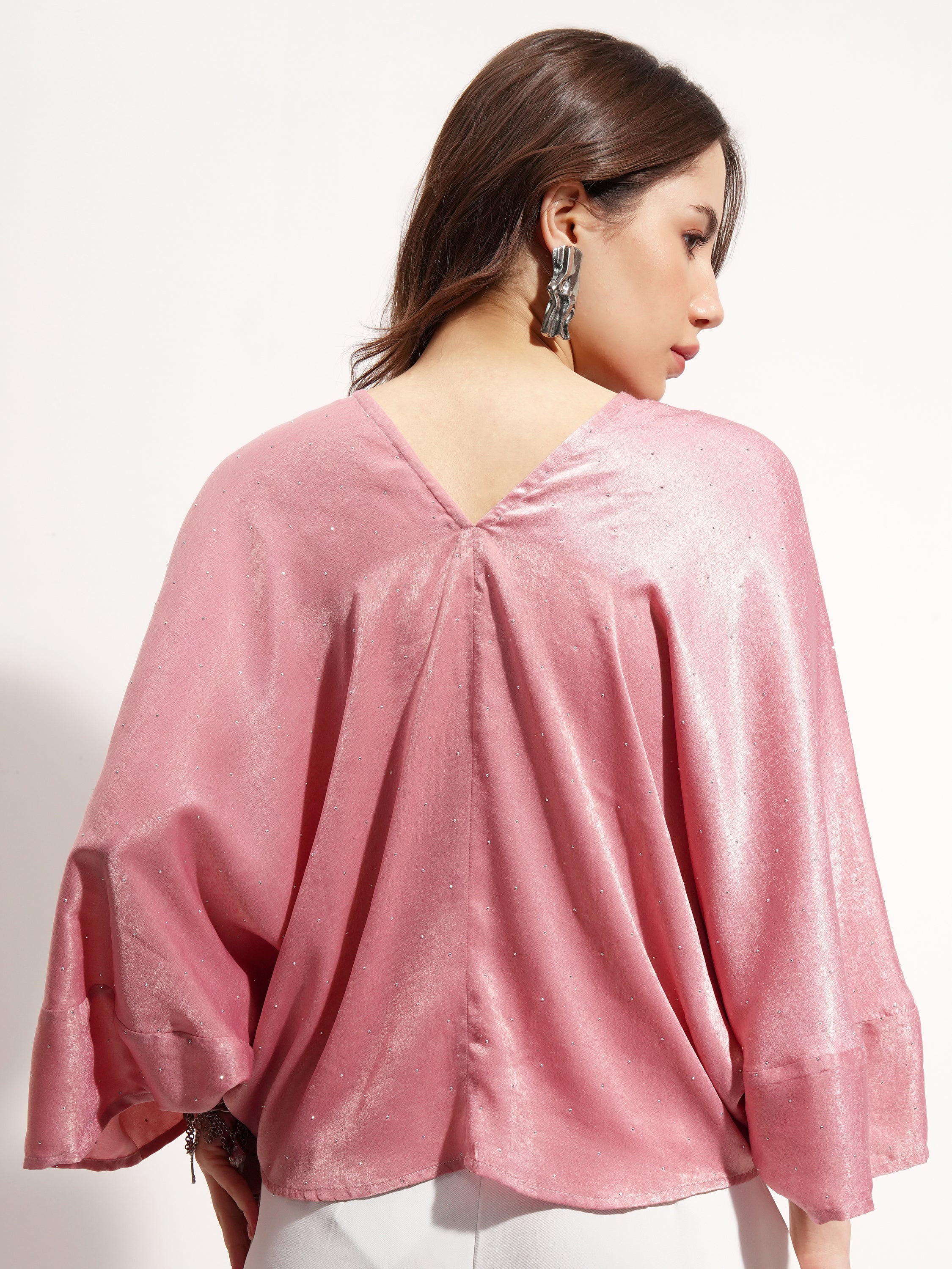 Tokyo Talkies Women Pink Embellished Regular Top - Pink - Image 3