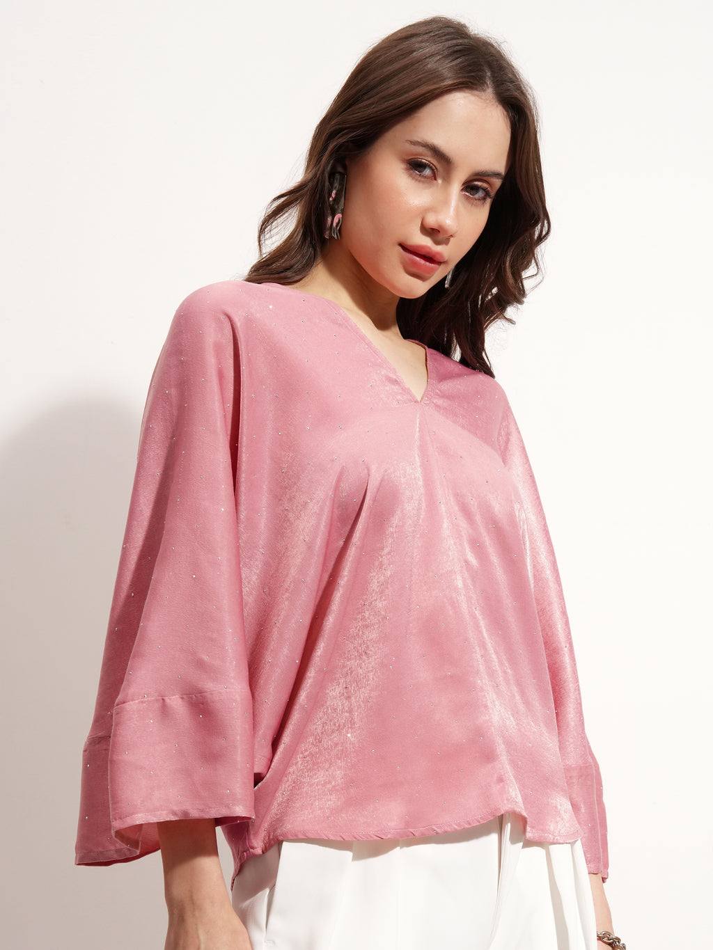 Tokyo Talkies Women Pink Embellished Regular Top - Pink - Image 6