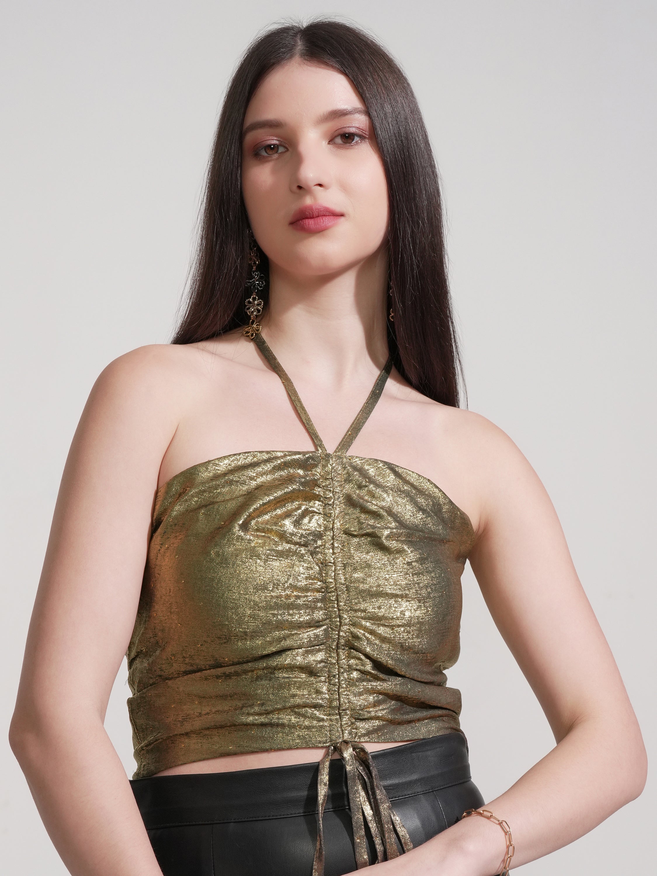 Tokyo Talkies Women Gold Solid Tube Top - Gold - Image 1