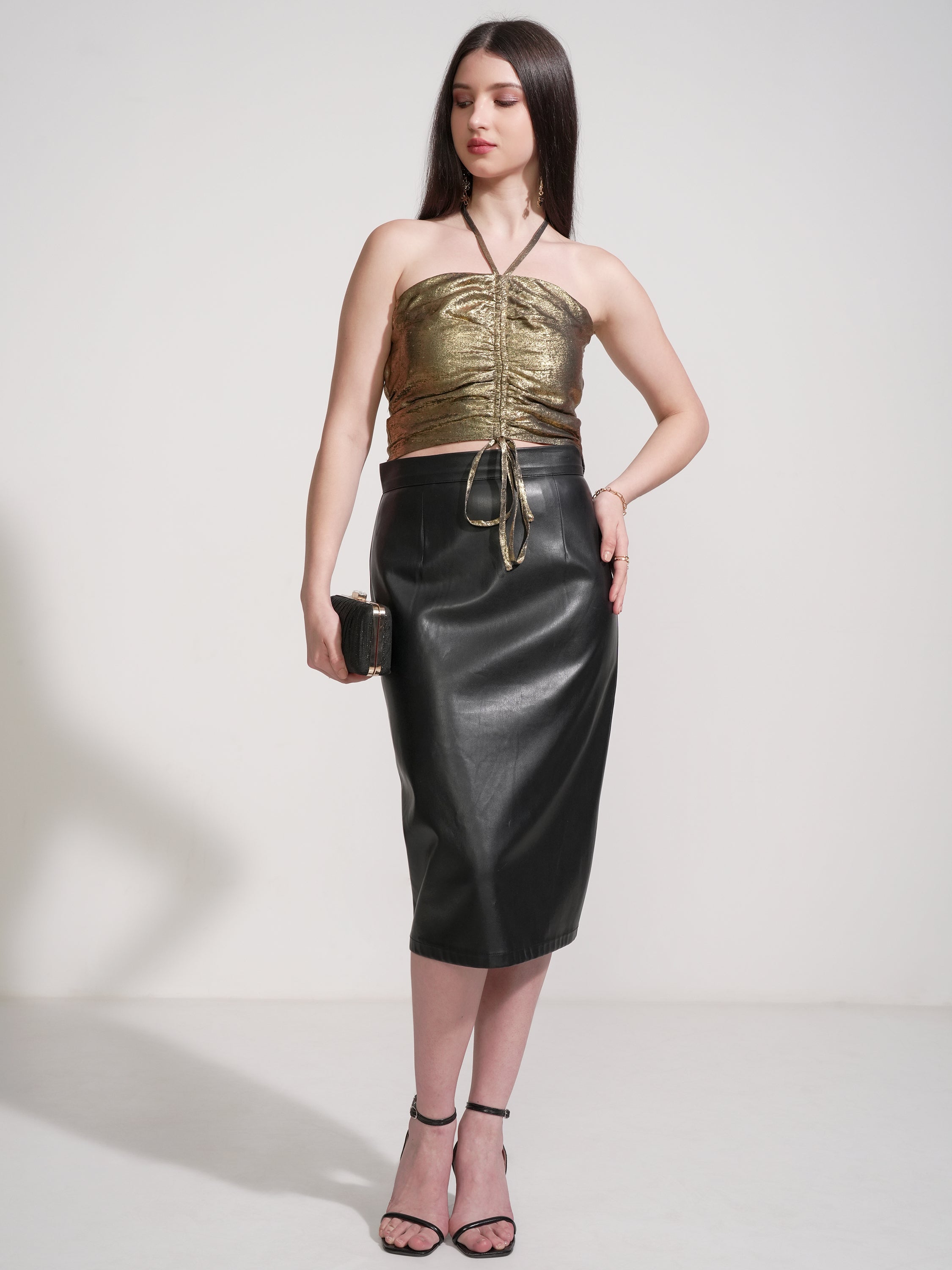 Tokyo Talkies Women Gold Solid Tube Top - Gold - Image 2