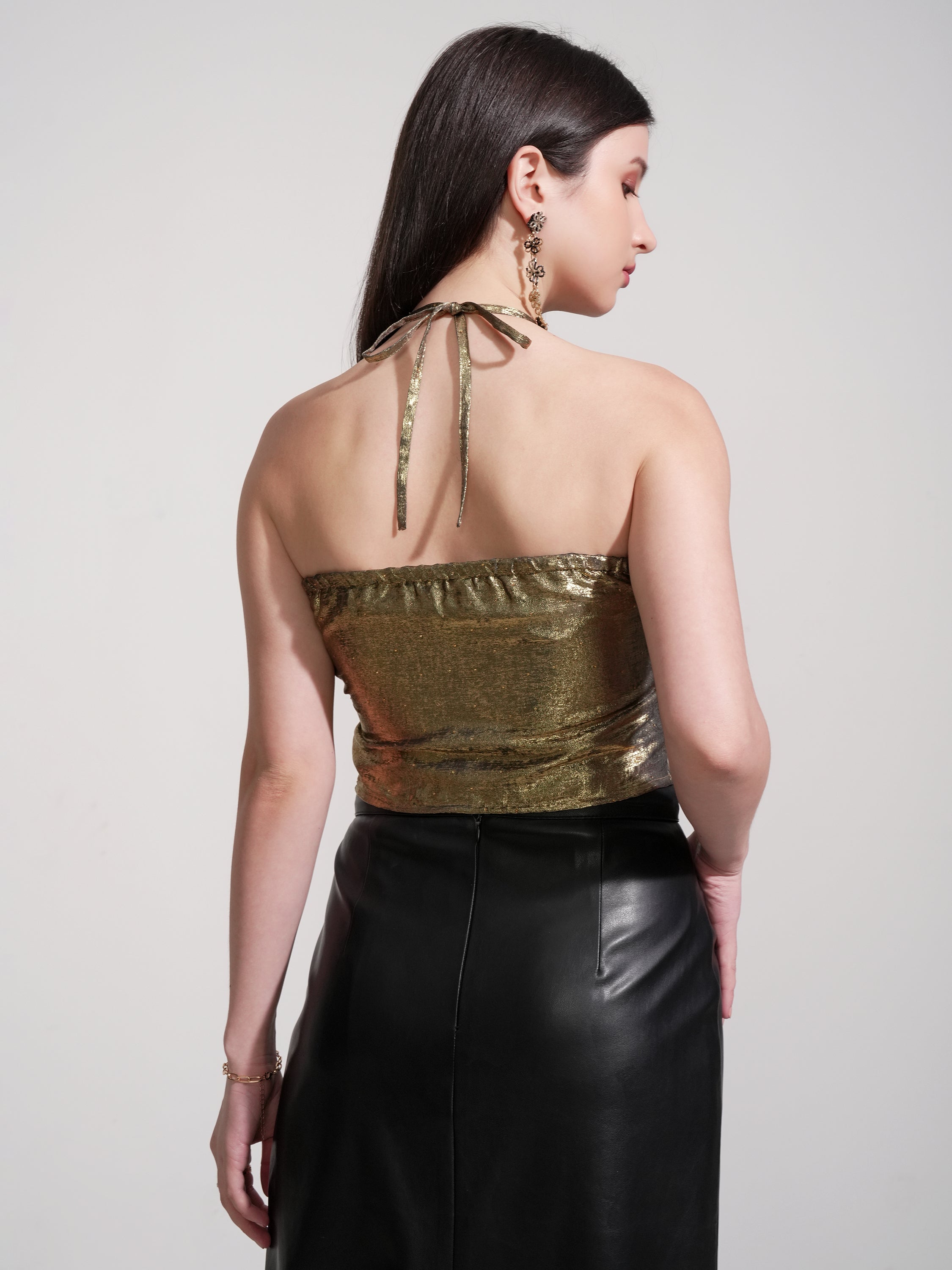 Tokyo Talkies Women Gold Solid Tube Top - Gold - Image 3