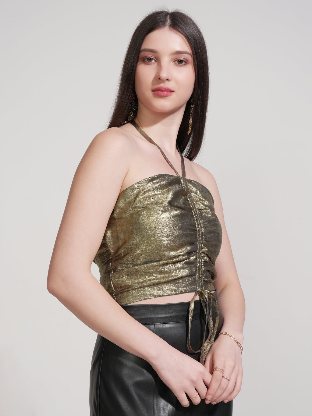 Tokyo Talkies Women Gold Solid Tube Top - Gold - Image 6