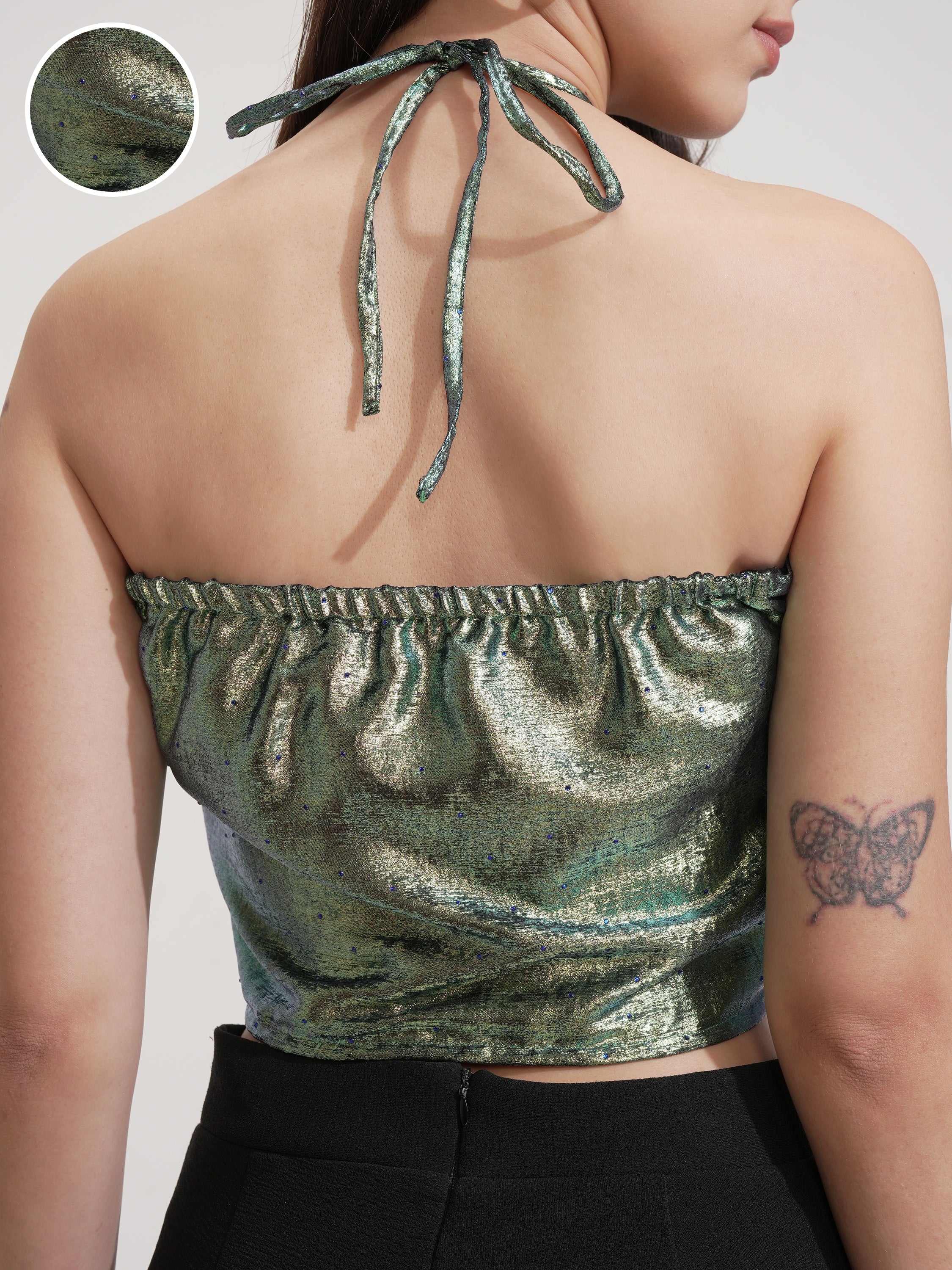 Tokyo Talkies Women Turquoise Solid Tube Top - Turquoise - Image 5