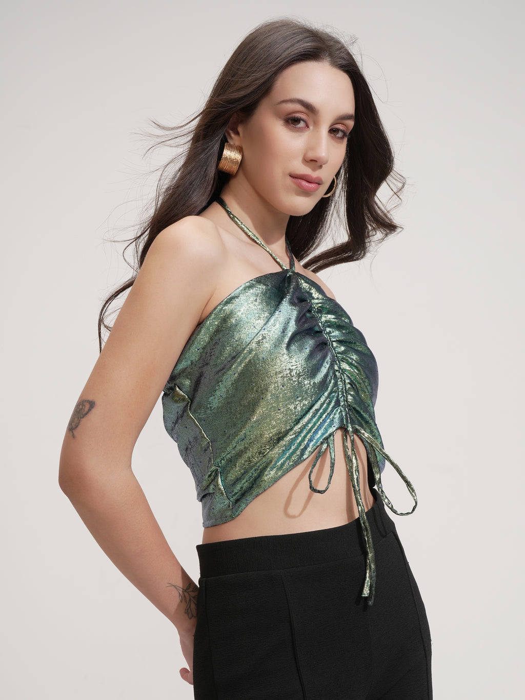 Tokyo Talkies Women Turquoise Solid Tube Top - Turquoise - Image 6