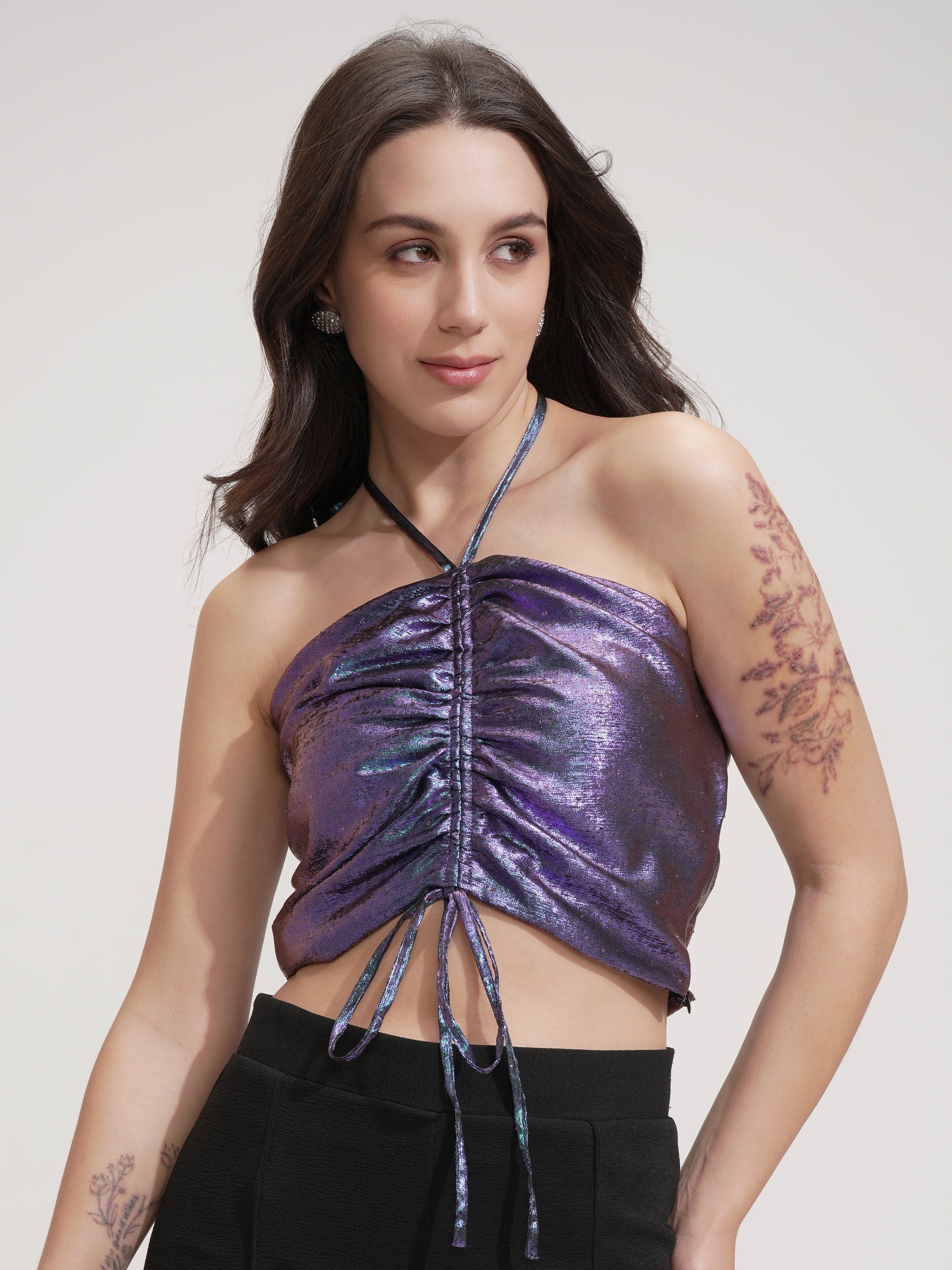 Tokyo Talkies Women Purple Solid Tube Top - Purple - Image 1