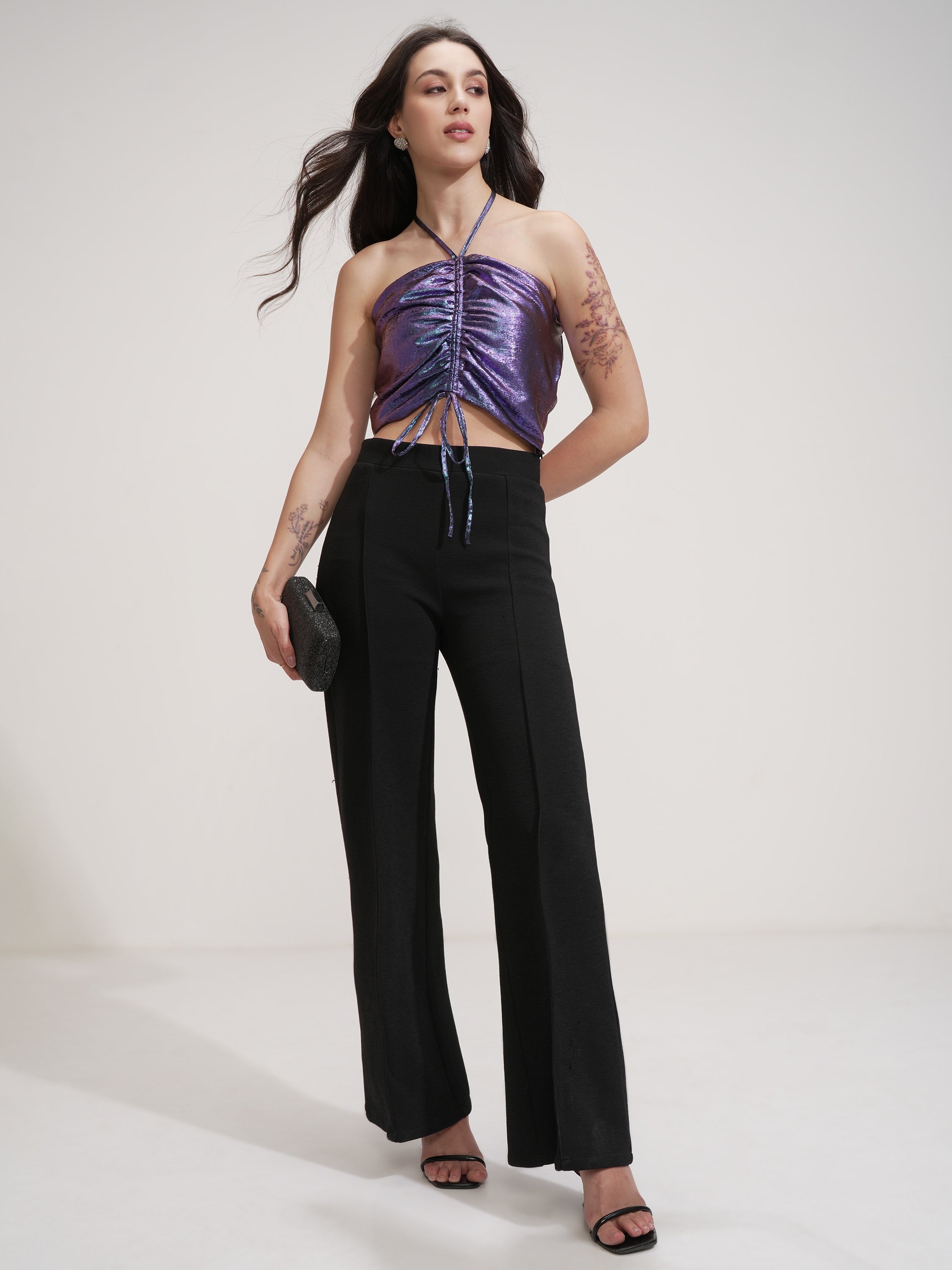 Tokyo Talkies Women Purple Solid Tube Top - Purple - Image 2