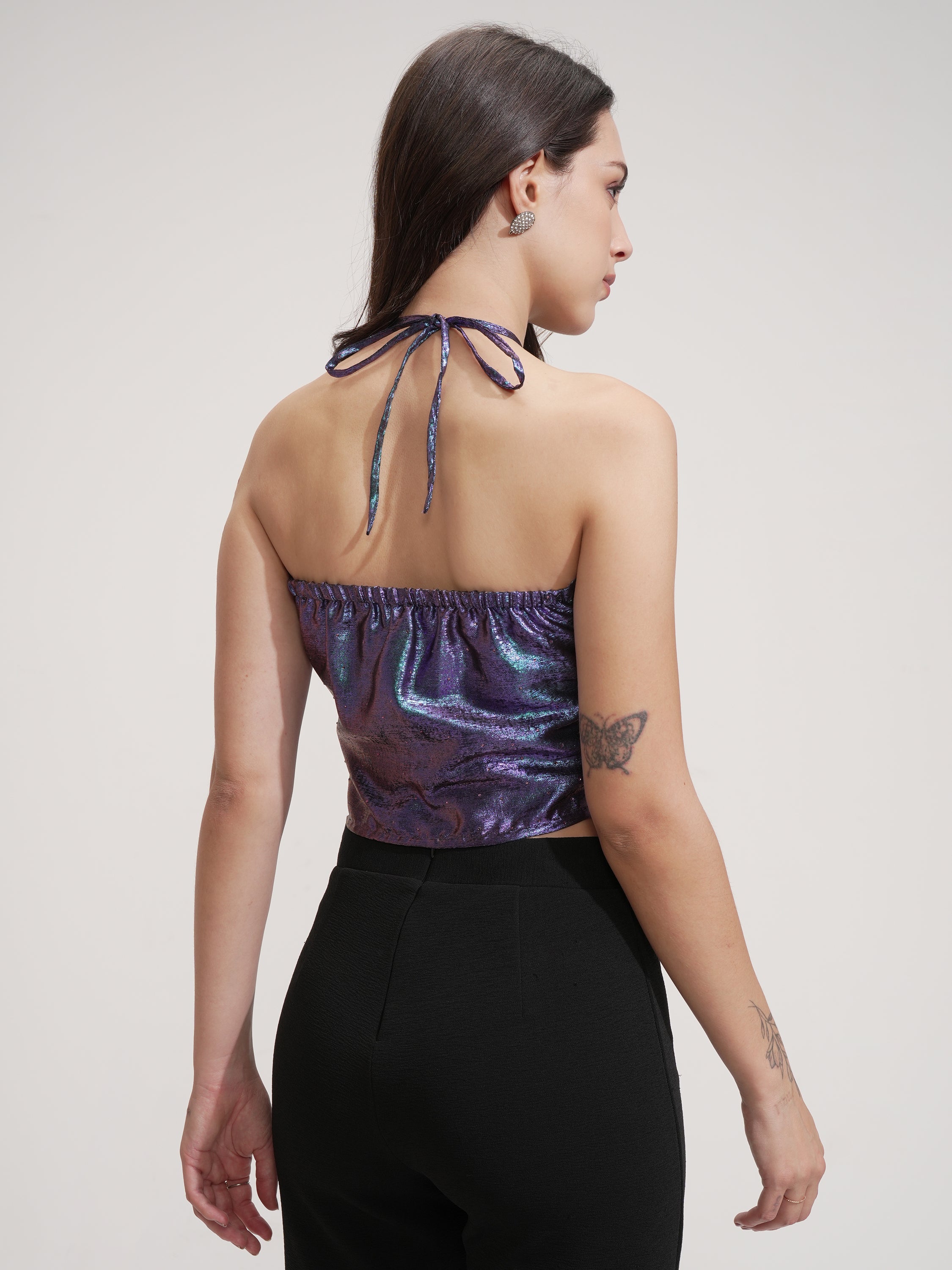 Tokyo Talkies Women Purple Solid Tube Top - Purple - Image 3