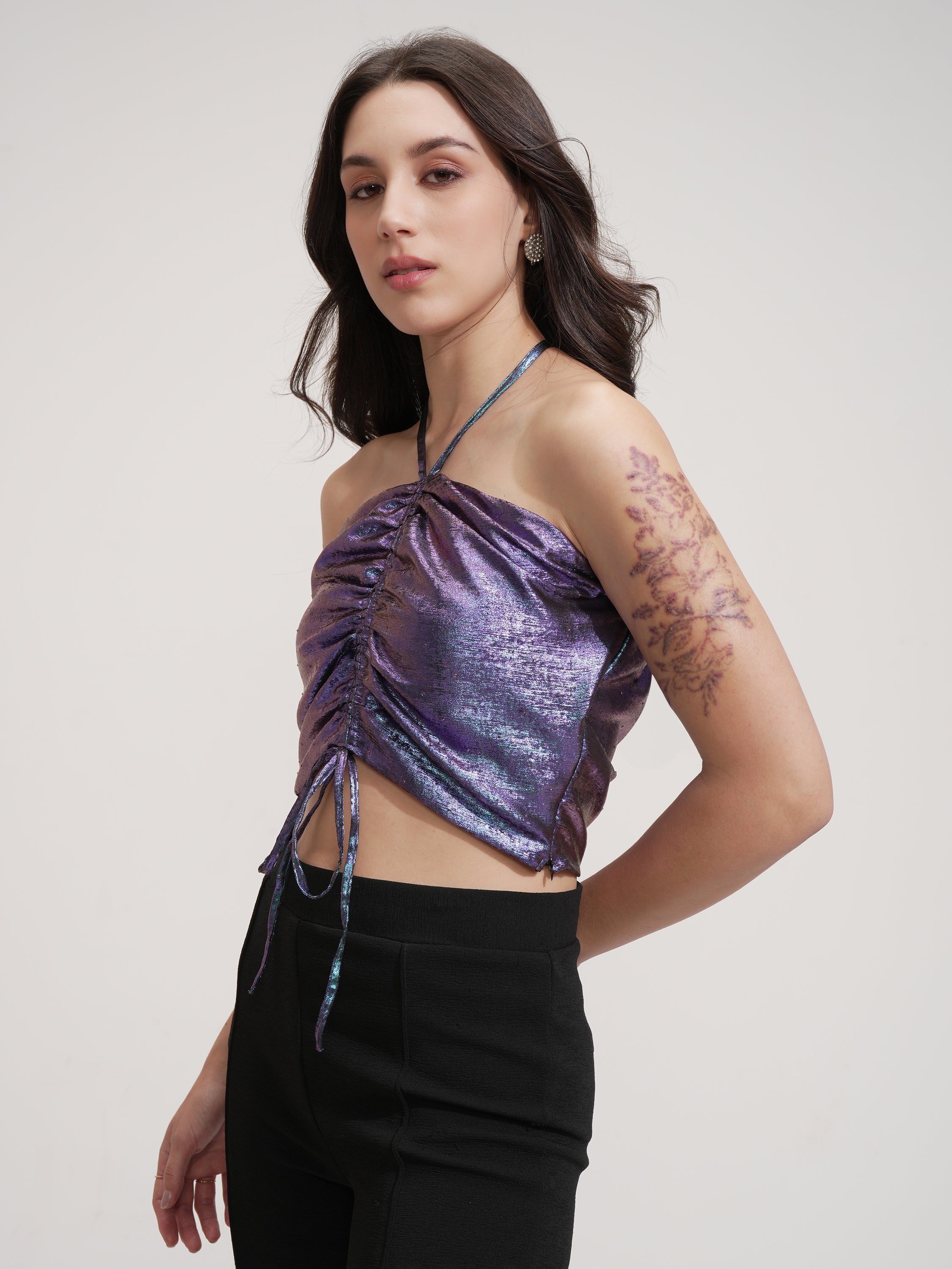 Tokyo Talkies Women Purple Solid Tube Top - Purple - Image 4
