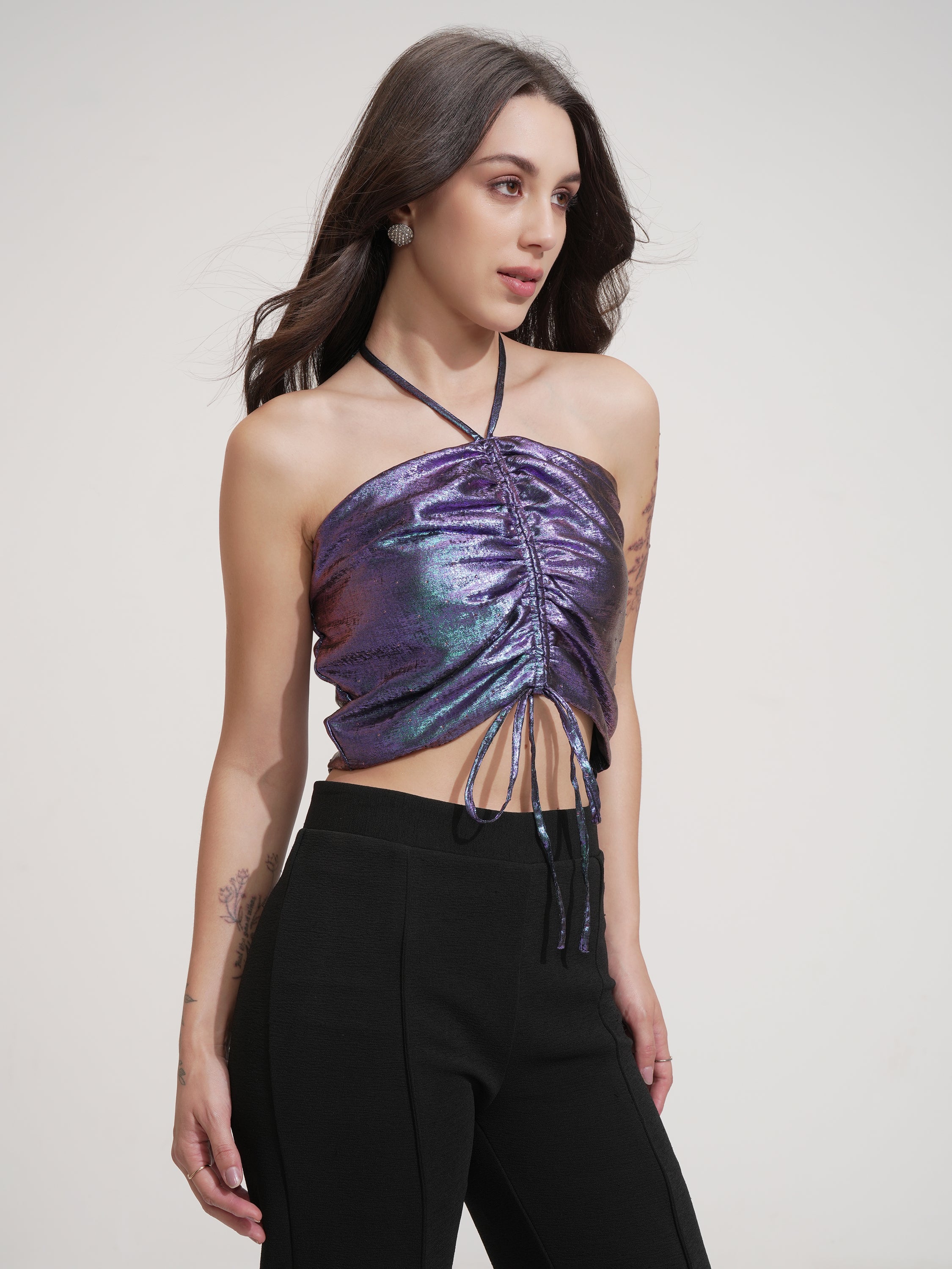Tokyo Talkies Women Purple Solid Tube Top - Purple - Image 6