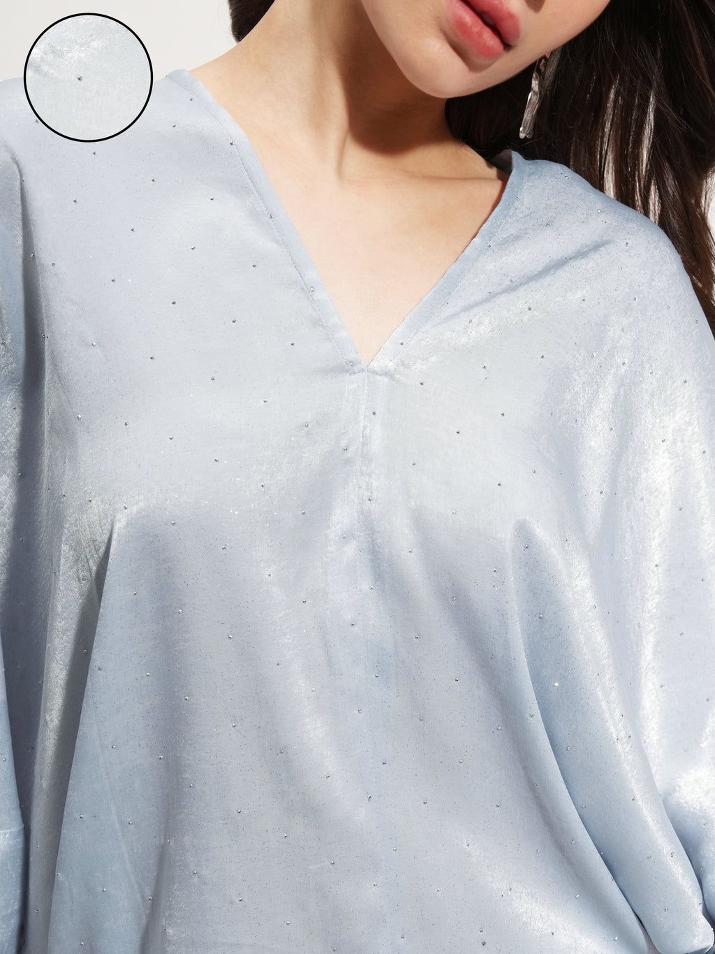 Tokyo Talkies Women Blue Embellished Regular Top - Blue - Image 5